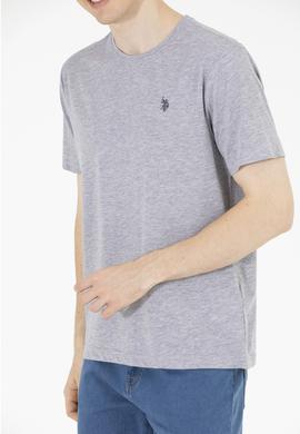 Erkek Gri Melanj Basic Bisiklet Yaka Tişört - 50263026030