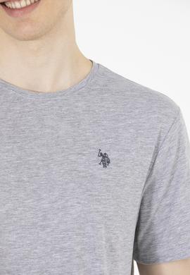 Erkek Gri Melanj Basic Bisiklet Yaka Tişört - 50263026030