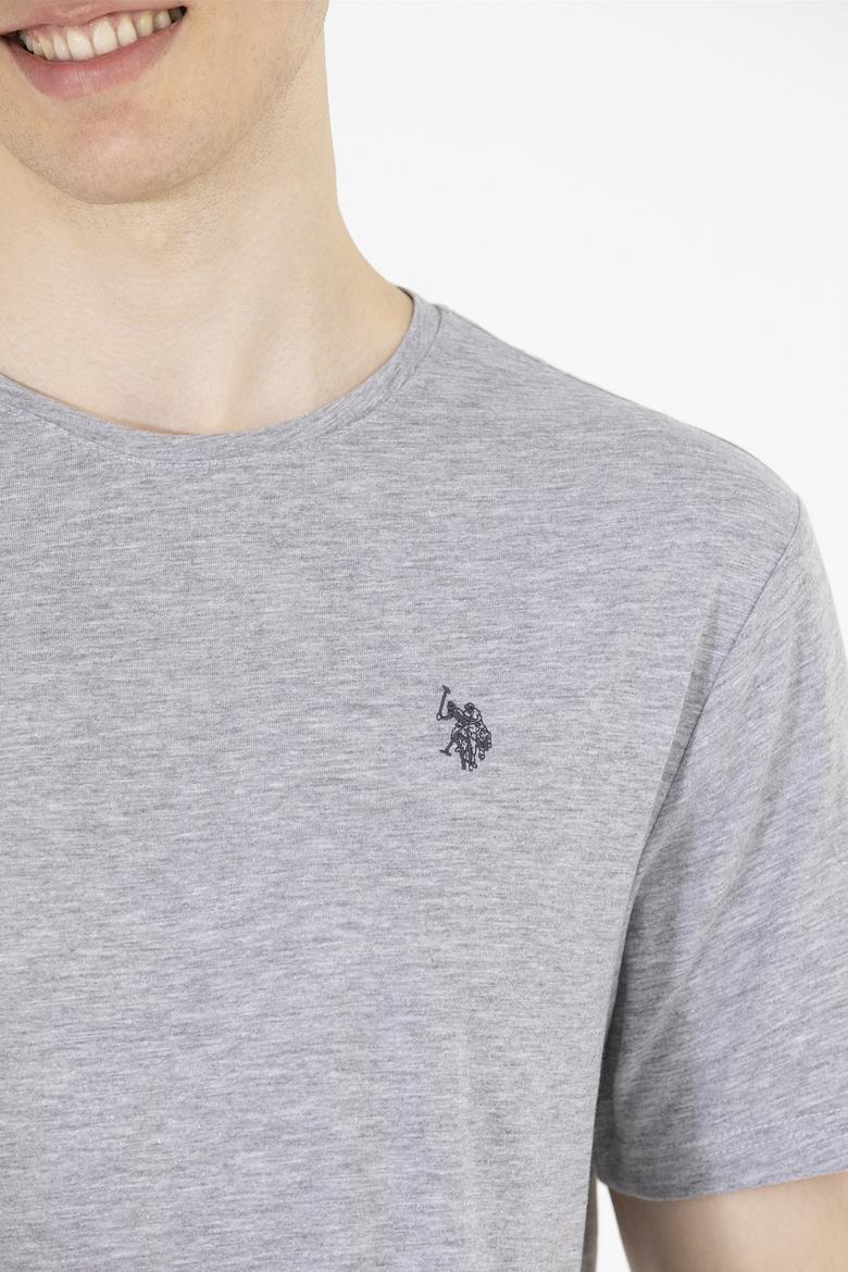 Erkek Gri Melanj Basic Bisiklet Yaka Tişört - 50263026030