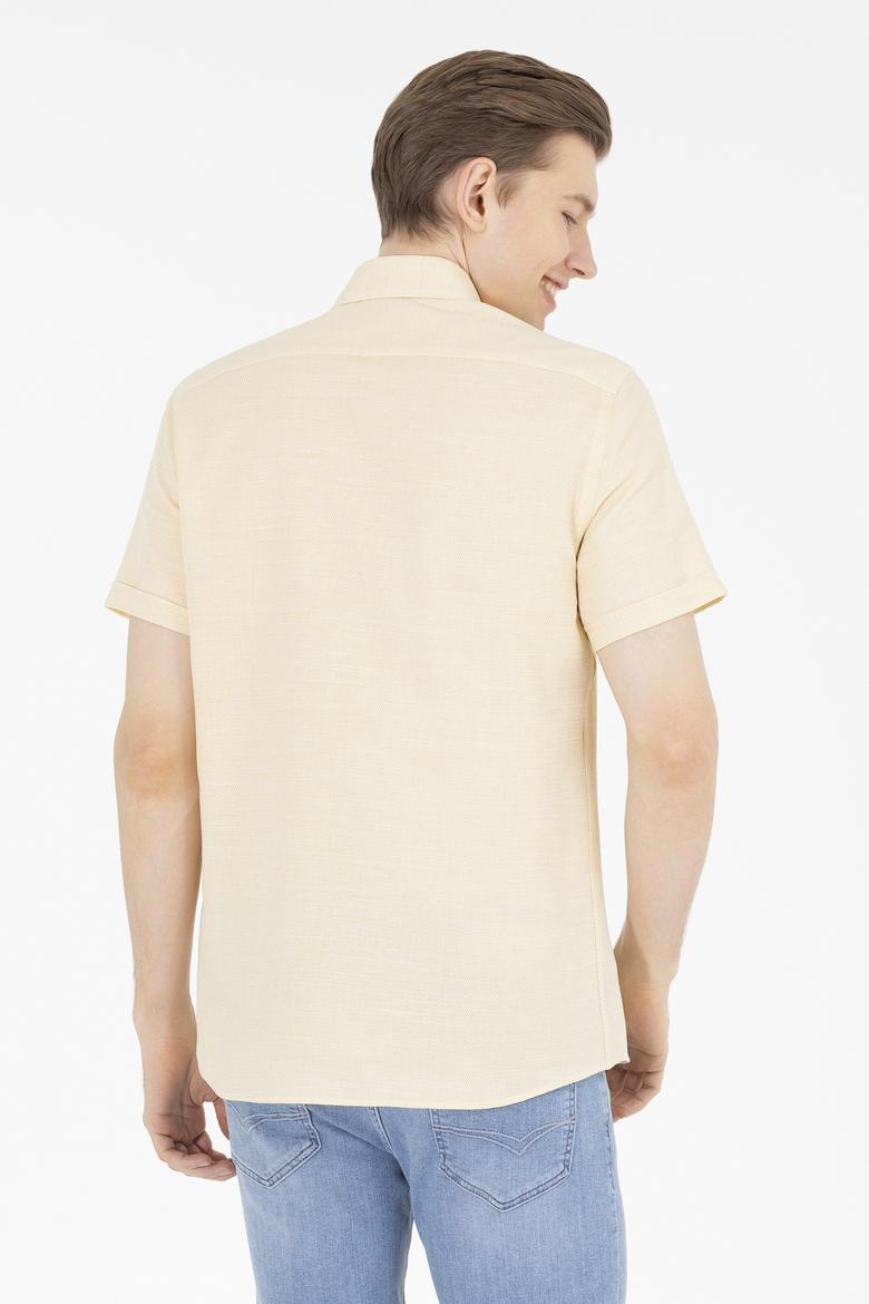 Erkek Açık Sarı Kısa Kollu Gömlek - 50263530025