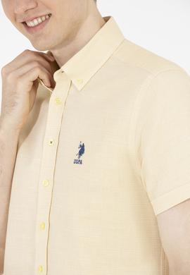 Erkek Açık Sarı Kısa Kollu Gömlek - 50263530025