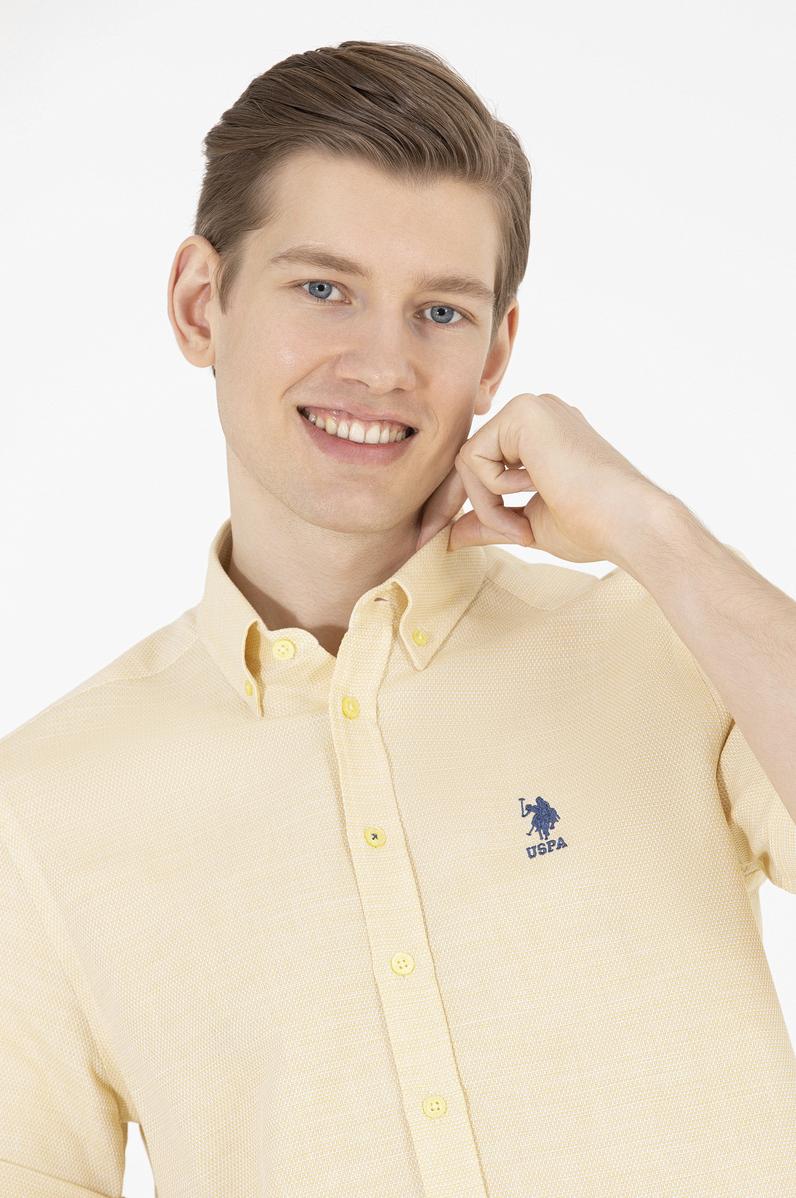 Erkek Açık Sarı Kısa Kollu Gömlek