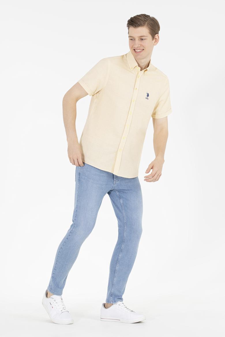 Erkek Açık Sarı Kısa Kollu Gömlek - 50263530025