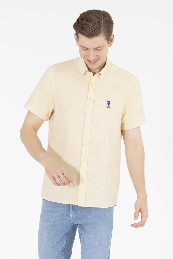 Erkek Açık Sarı Kısa Kollu Gömlek