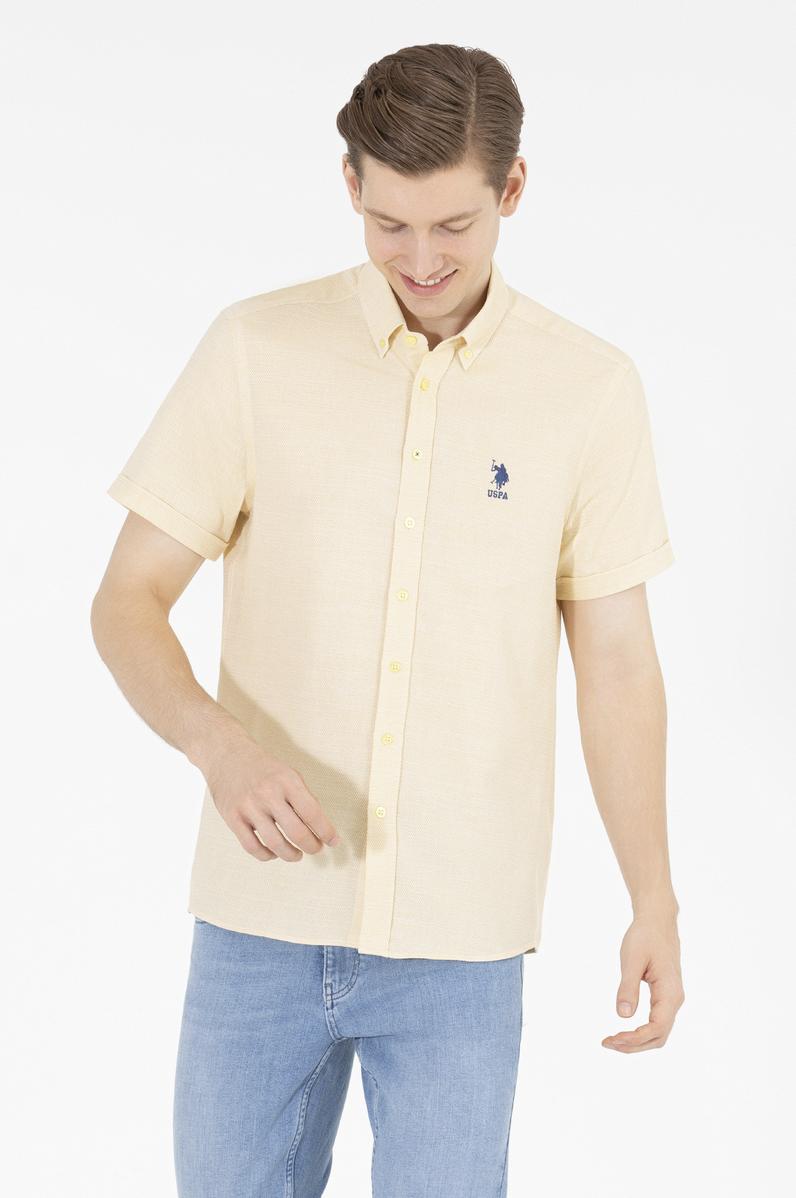 Erkek Açık Sarı Kısa Kollu Gömlek