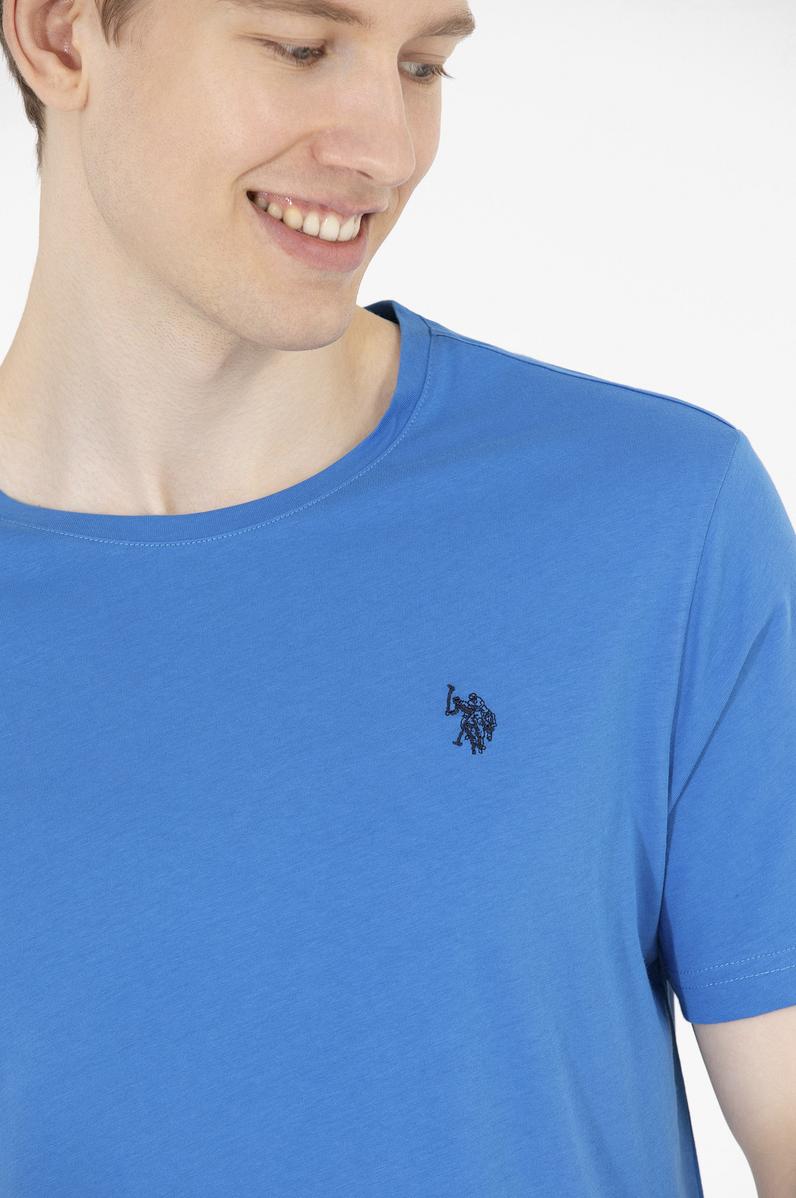 Erkek Saks Basic Bisiklet Yaka Tişört