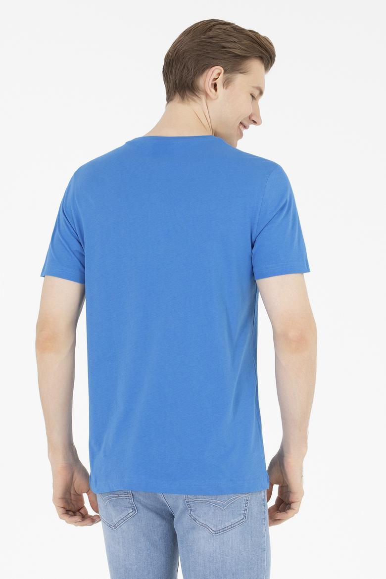 Erkek Saks Basic Bisiklet Yaka Tişört - 50262974061