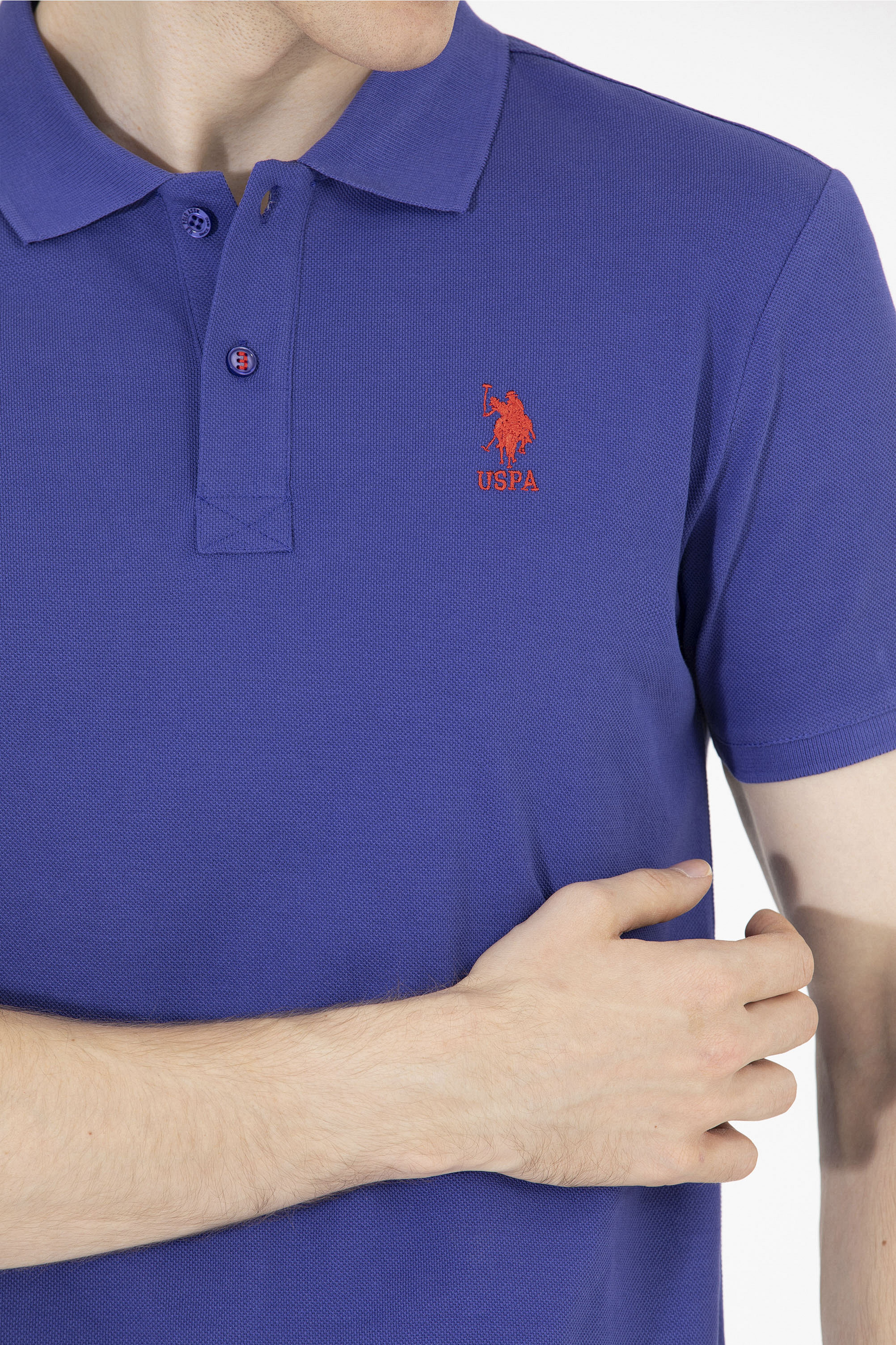 Erkek Mavi Basic Polo Yaka Tişört