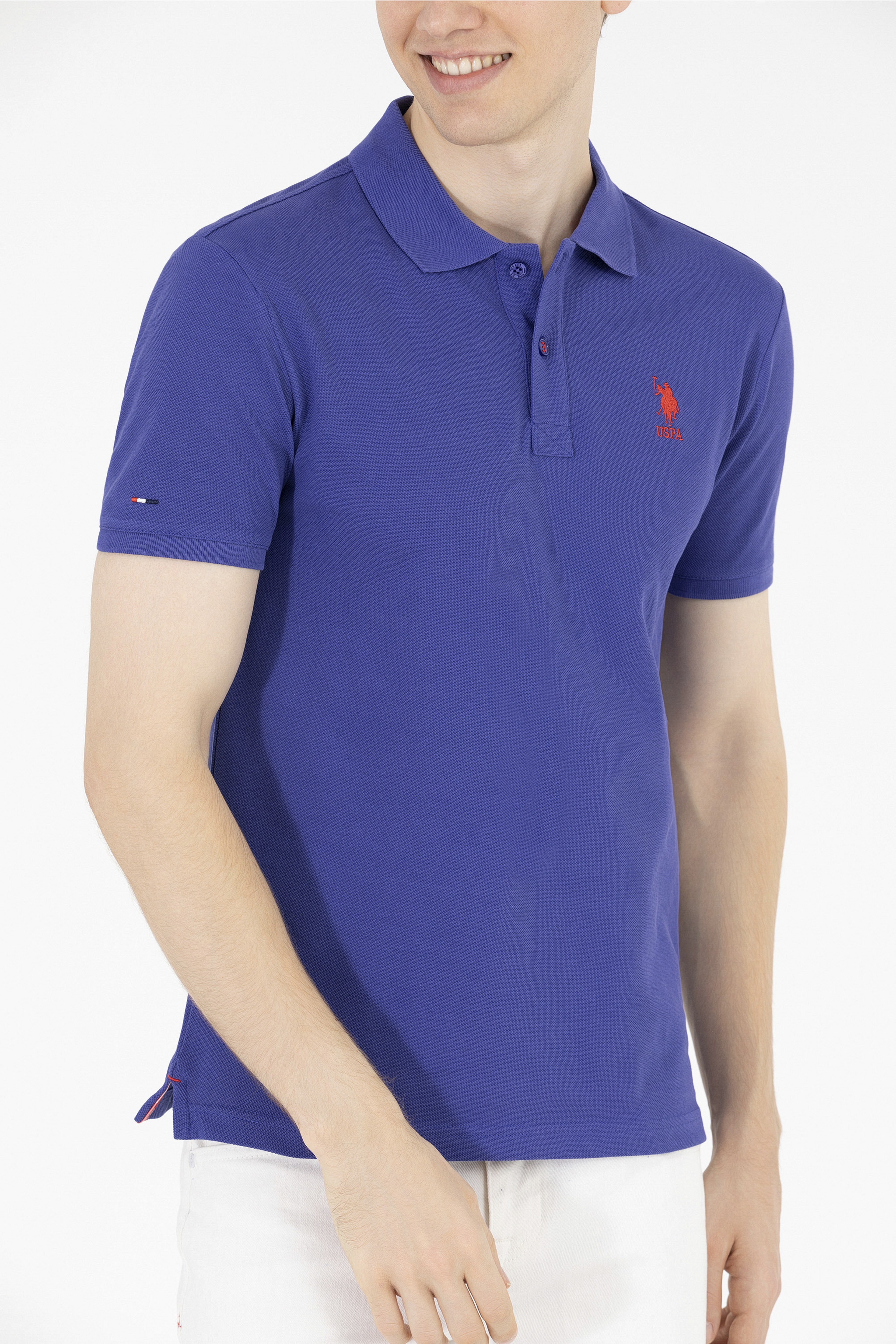 Erkek Mavi Basic Polo Yaka Tişört