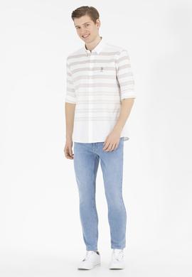Erkek Taş Çizgili Beyaz Gömlek - 50264086024