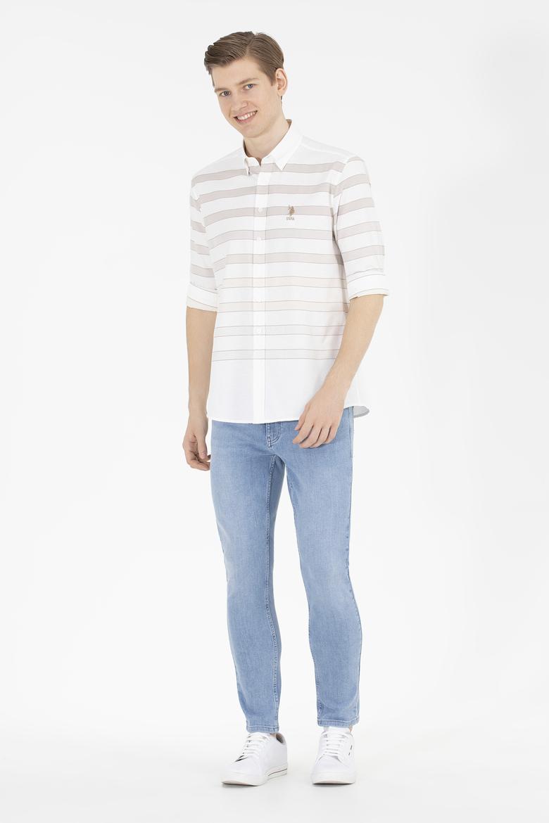 Erkek Taş Çizgili Beyaz Gömlek - 50264086024