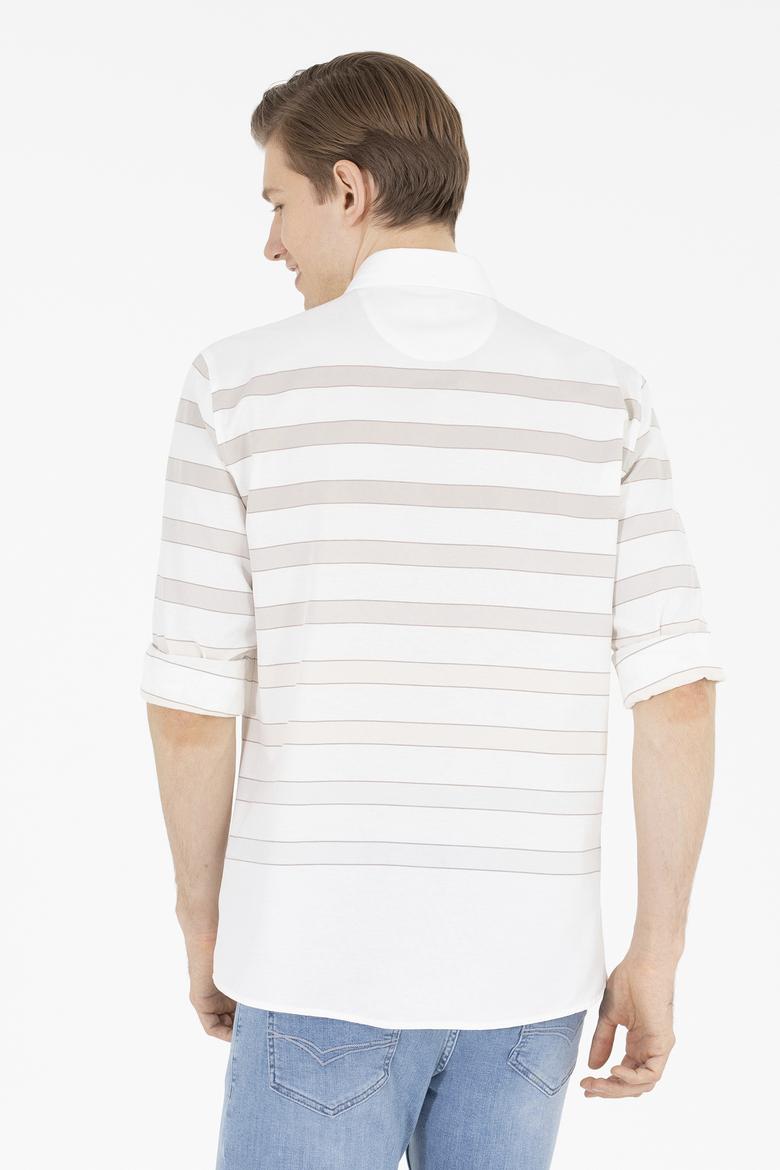 Erkek Taş Çizgili Beyaz Gömlek - 50264086024
