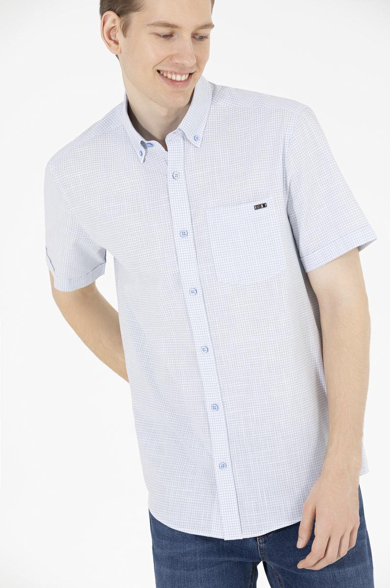 Erkek Mavi Kısa Kollu Gömlek