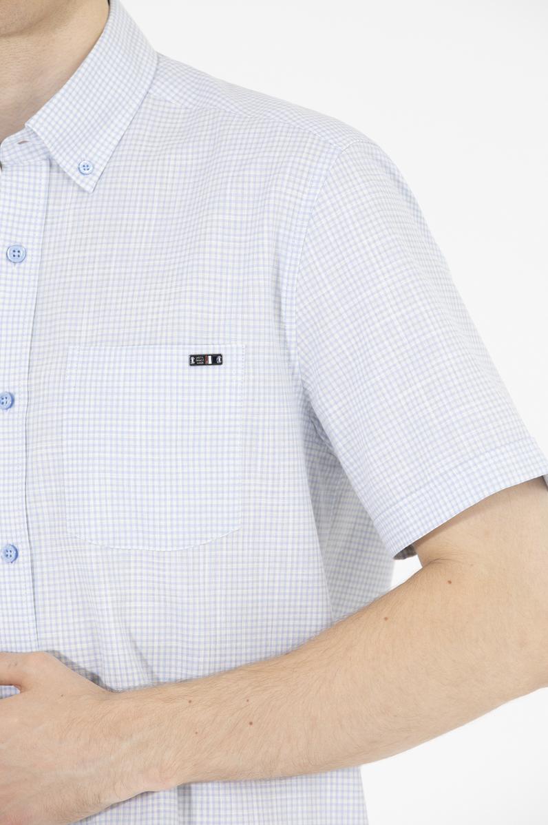 Erkek Mavi Kısa Kollu Gömlek