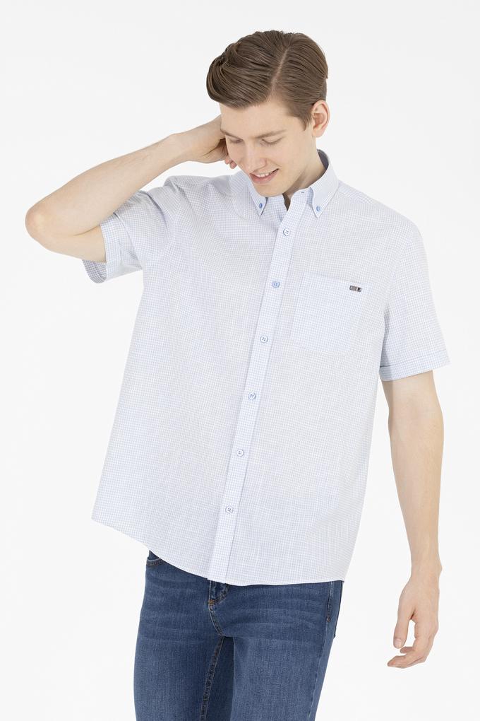 Erkek Mavi Kısa Kollu Gömlek