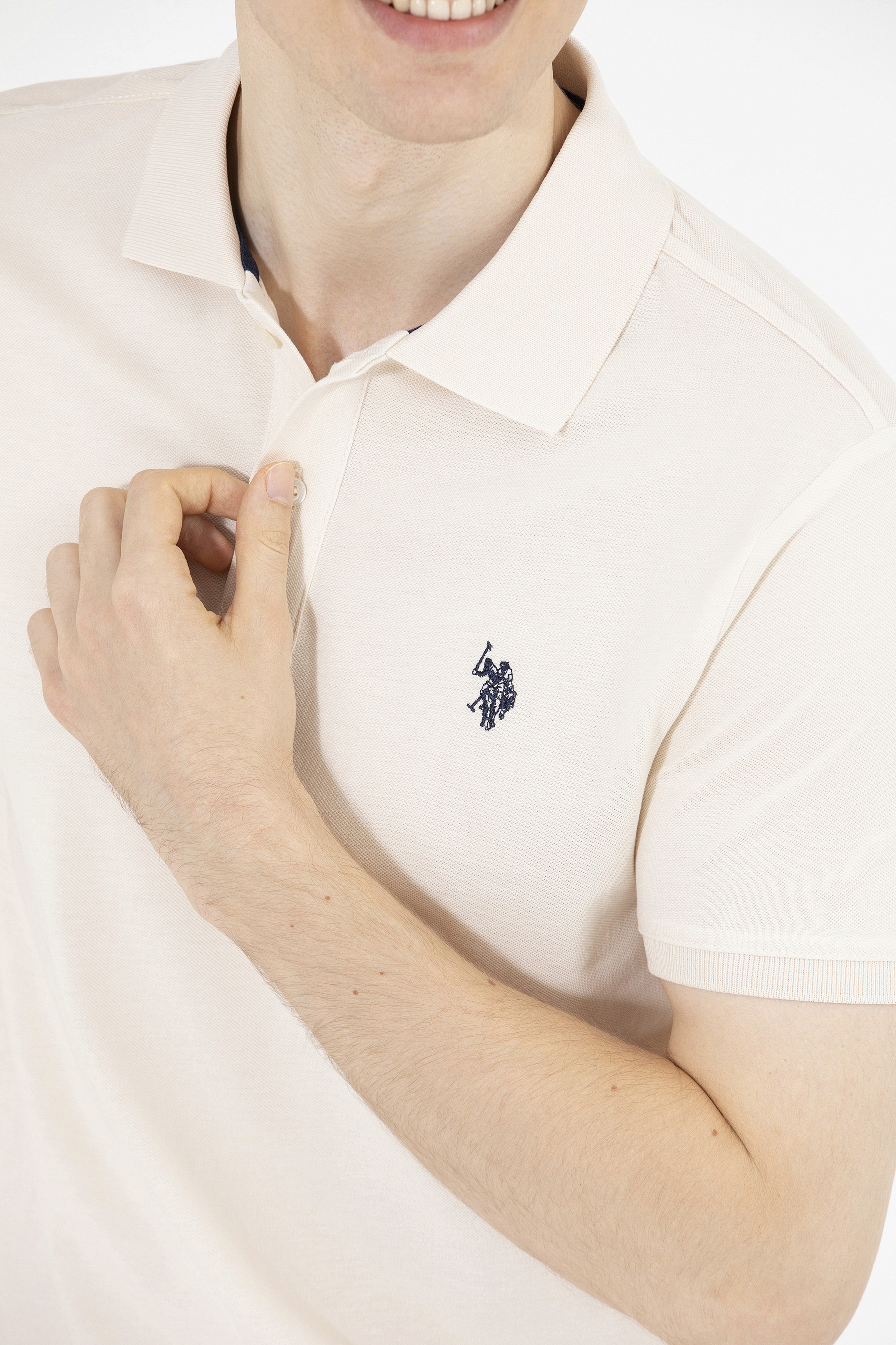 Erkek Krem Basic Polo Yaka Tişört