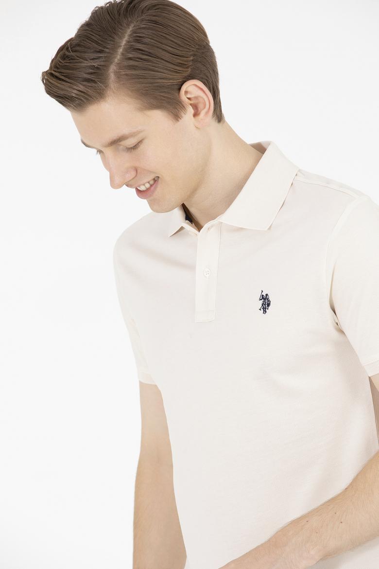 Erkek Krem Basic Polo Yaka Tişört