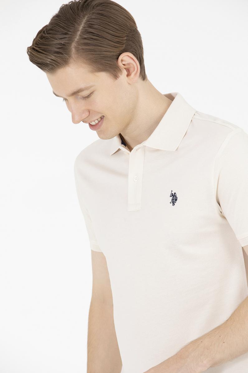 Erkek Krem Basic Polo Yaka Tişört