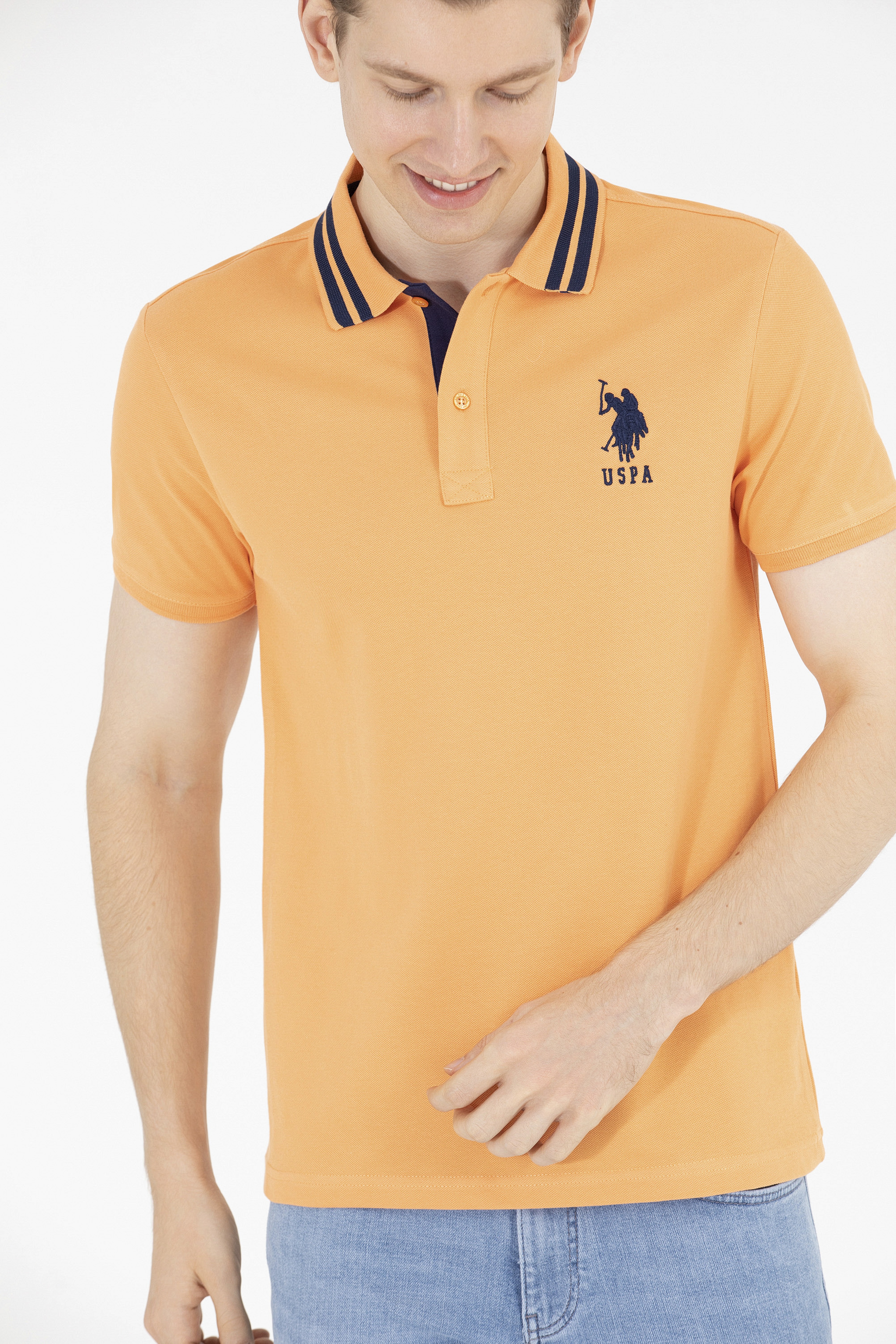 Erkek Turuncu Basic Polo Yaka Tişört