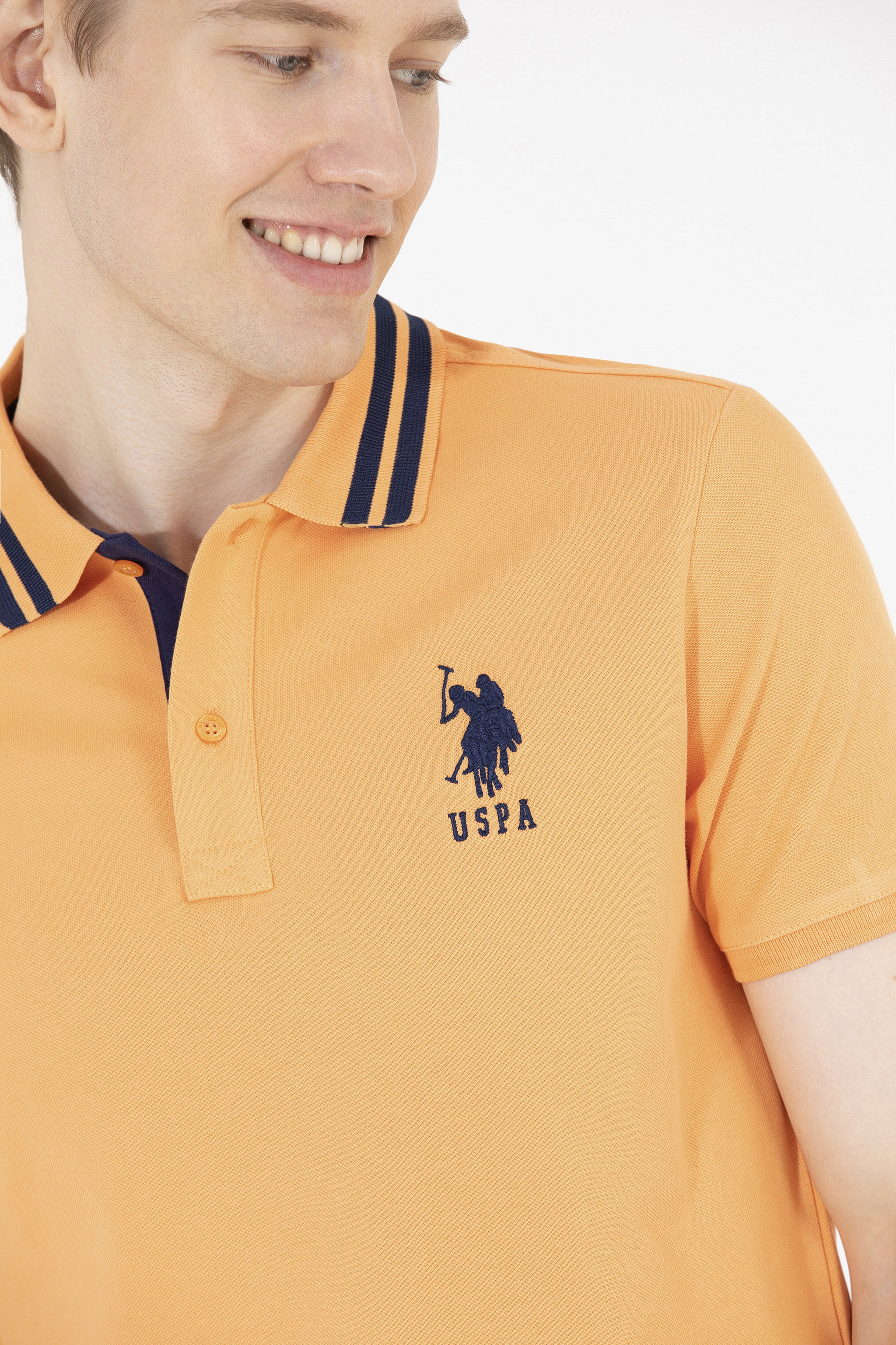 Erkek Turuncu Basic Polo Yaka Tişört - Image 7
