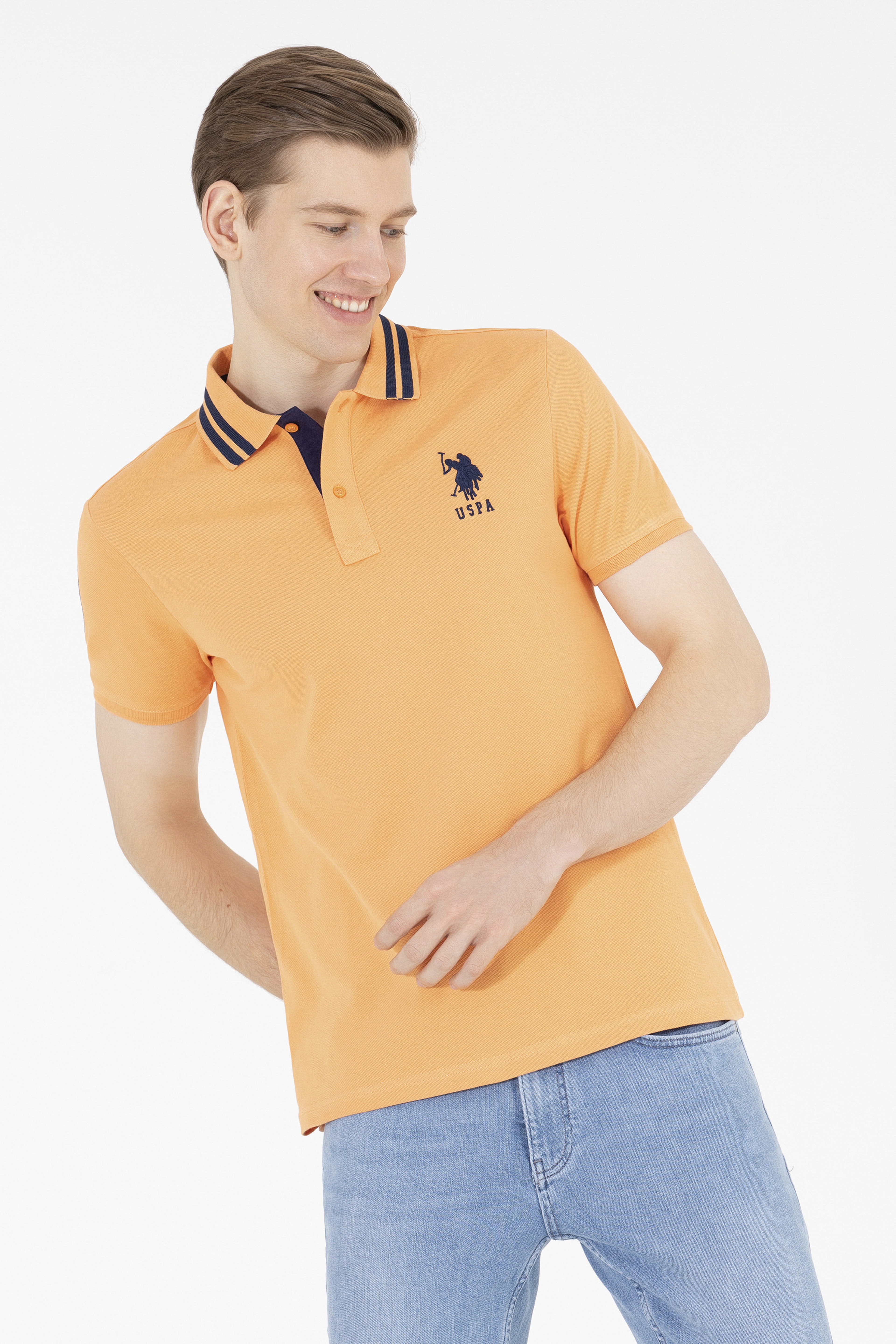 Erkek Turuncu Basic Polo Yaka Tişört - Image 1
