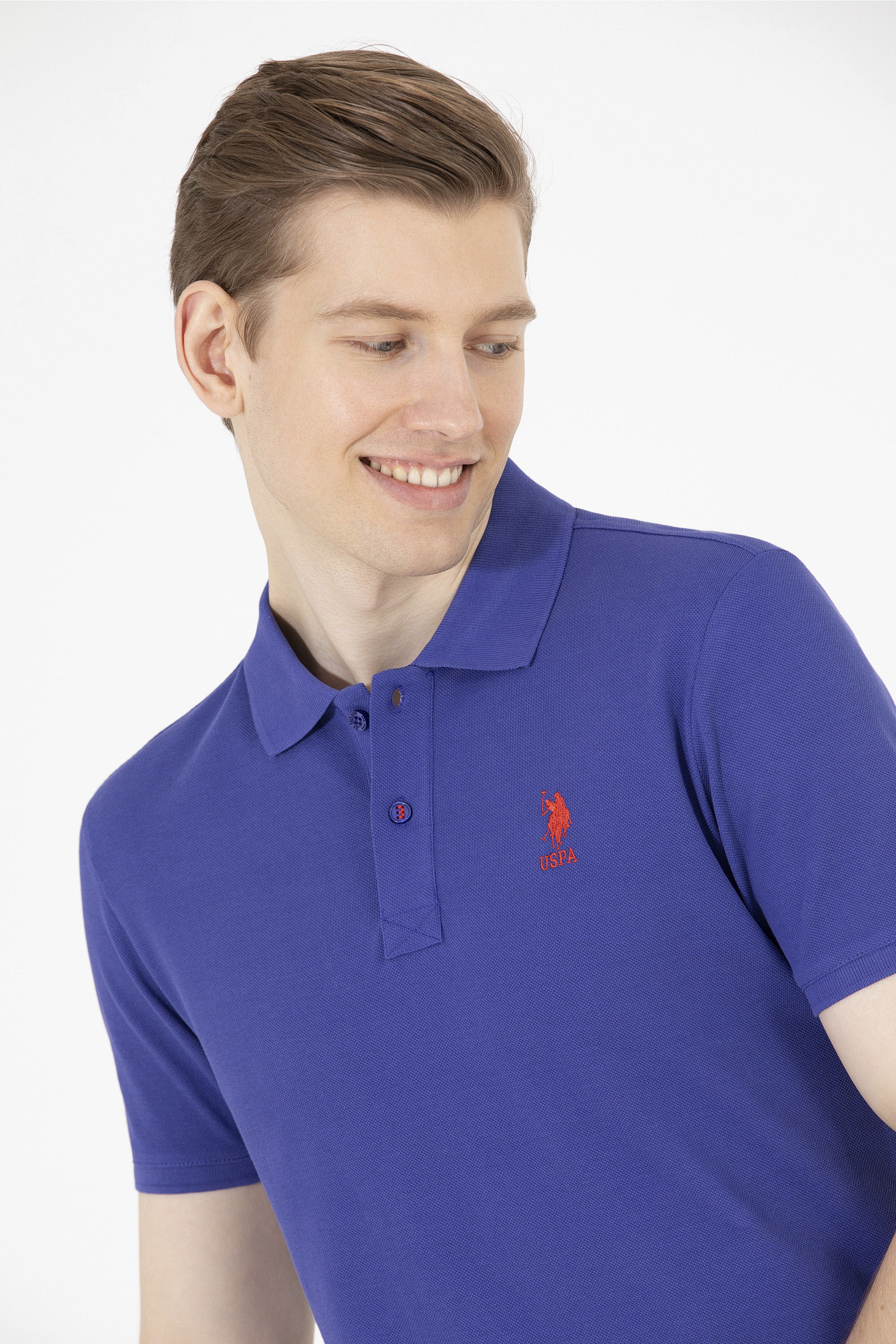 Erkek Mavi Basic Polo Yaka Tişört