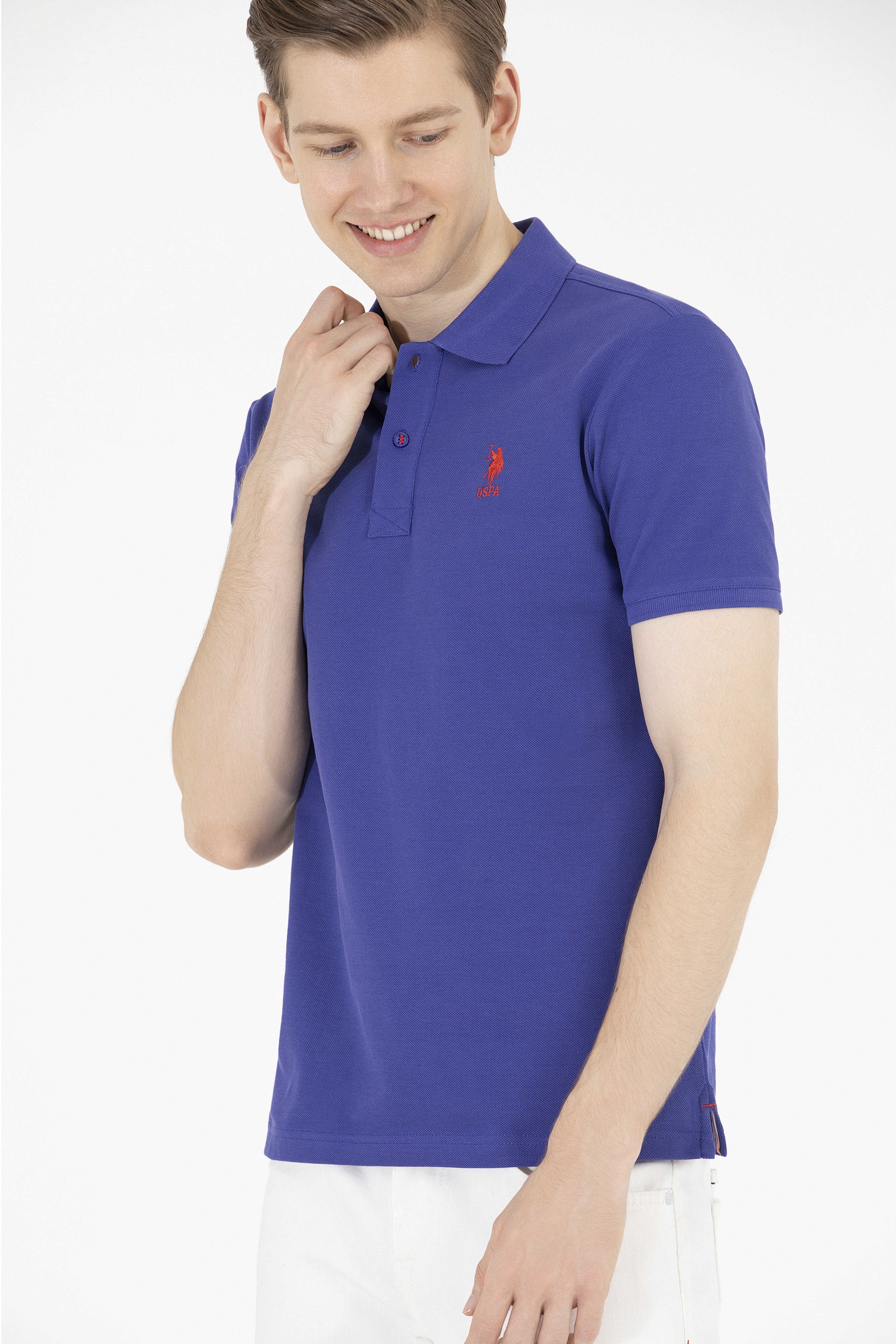 Erkek Mavi Basic Polo Yaka Tişört