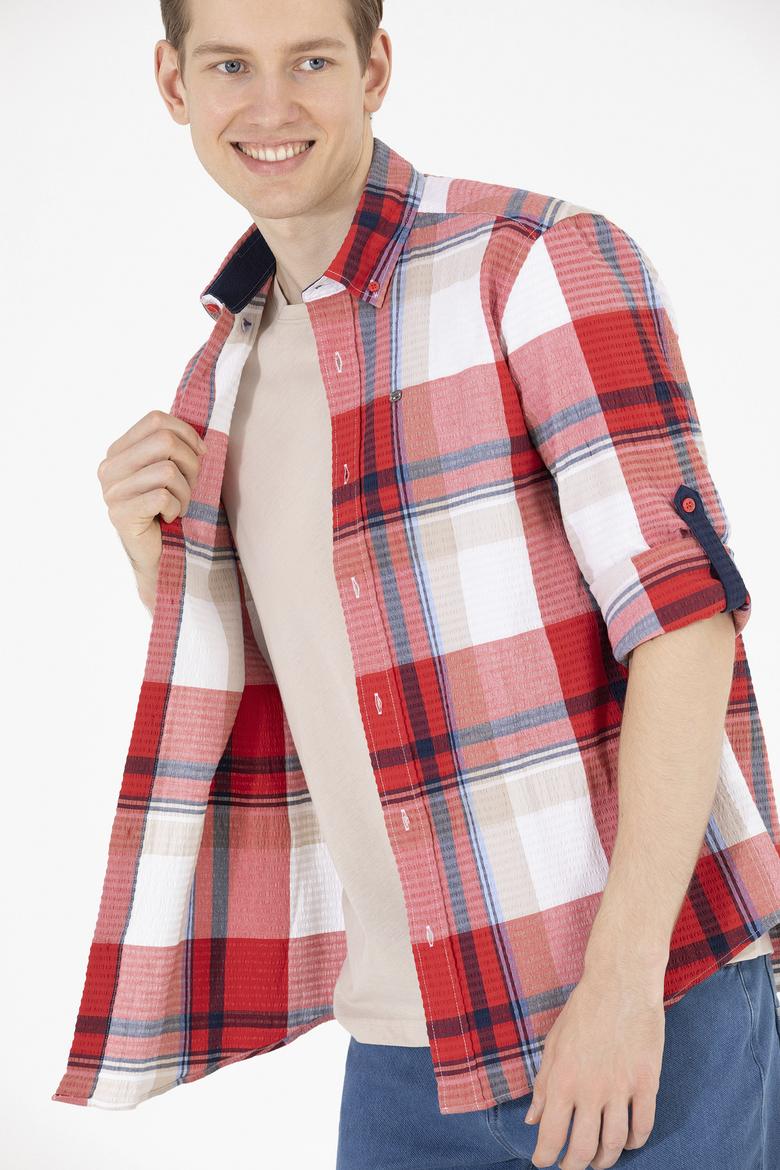 Erkek Ekoseli Kırmızı Gömlek - 50264095006