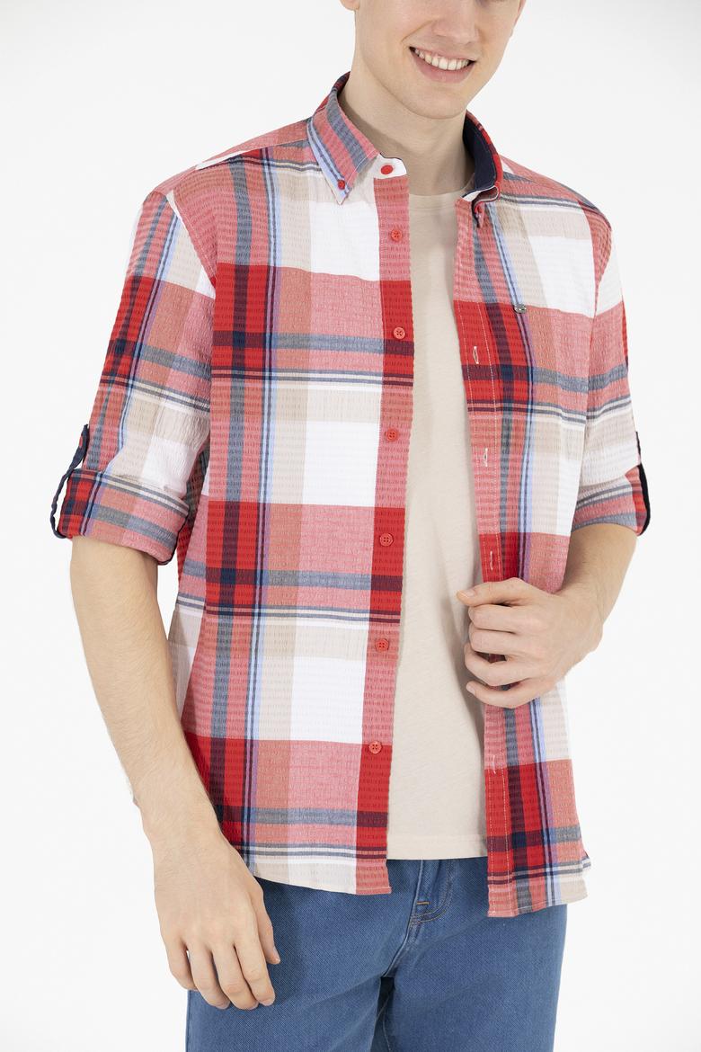 Erkek Ekoseli Kırmızı Gömlek - 50264095006