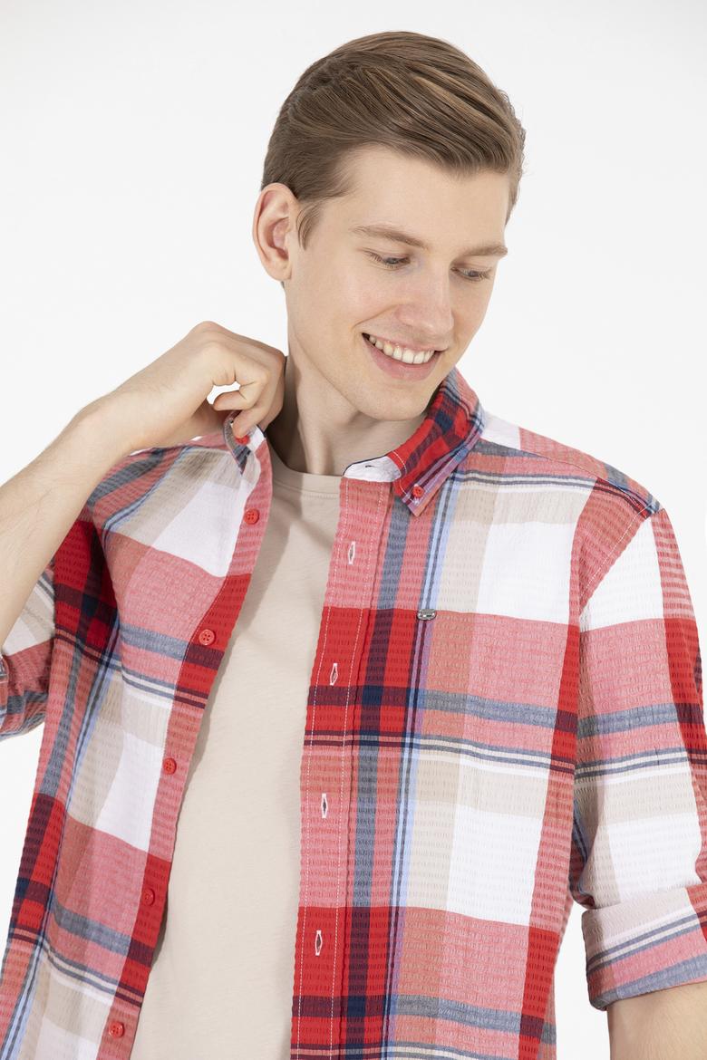 Erkek Ekoseli Kırmızı Gömlek - 50264095006