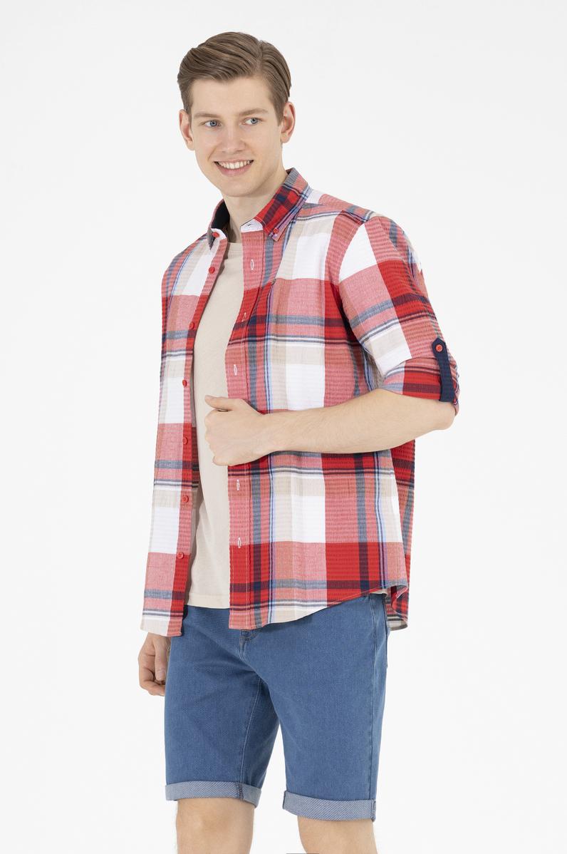 Erkek Ekoseli Kırmızı Gömlek
