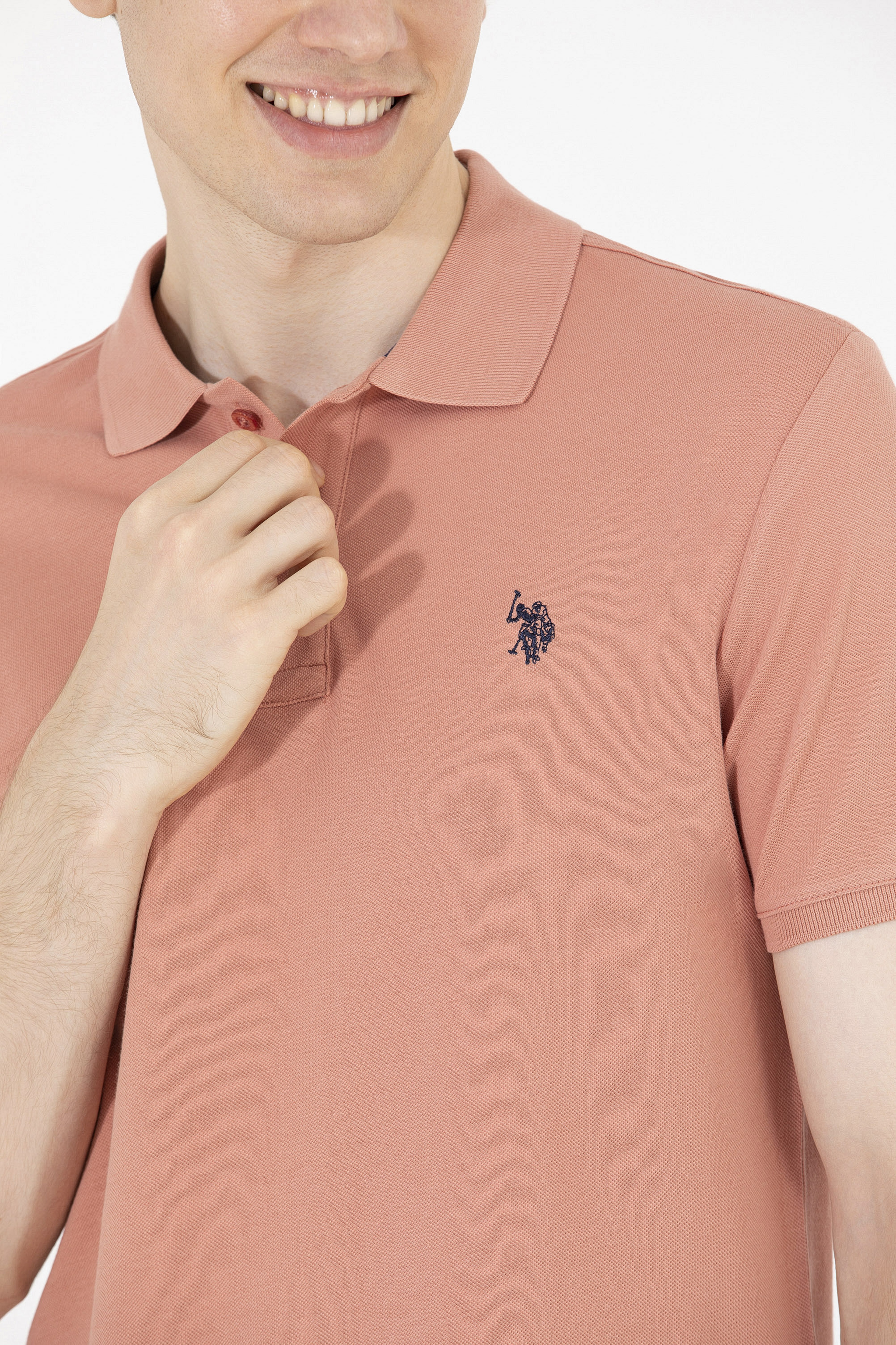 Erkek Pudra Basic Polo Yaka Tişört - Image 7