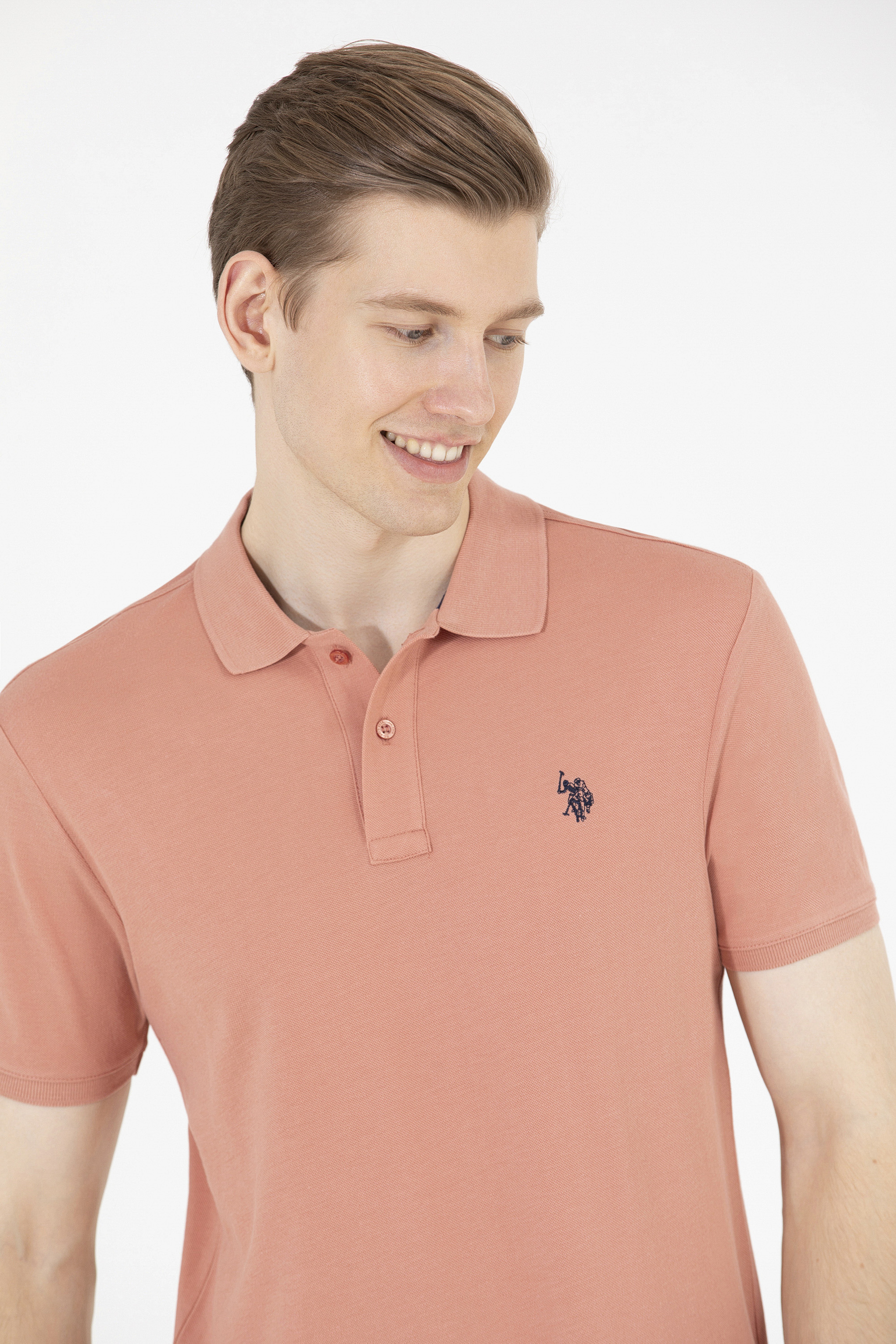 Erkek Pudra Basic Polo Yaka Tişört - Image 2