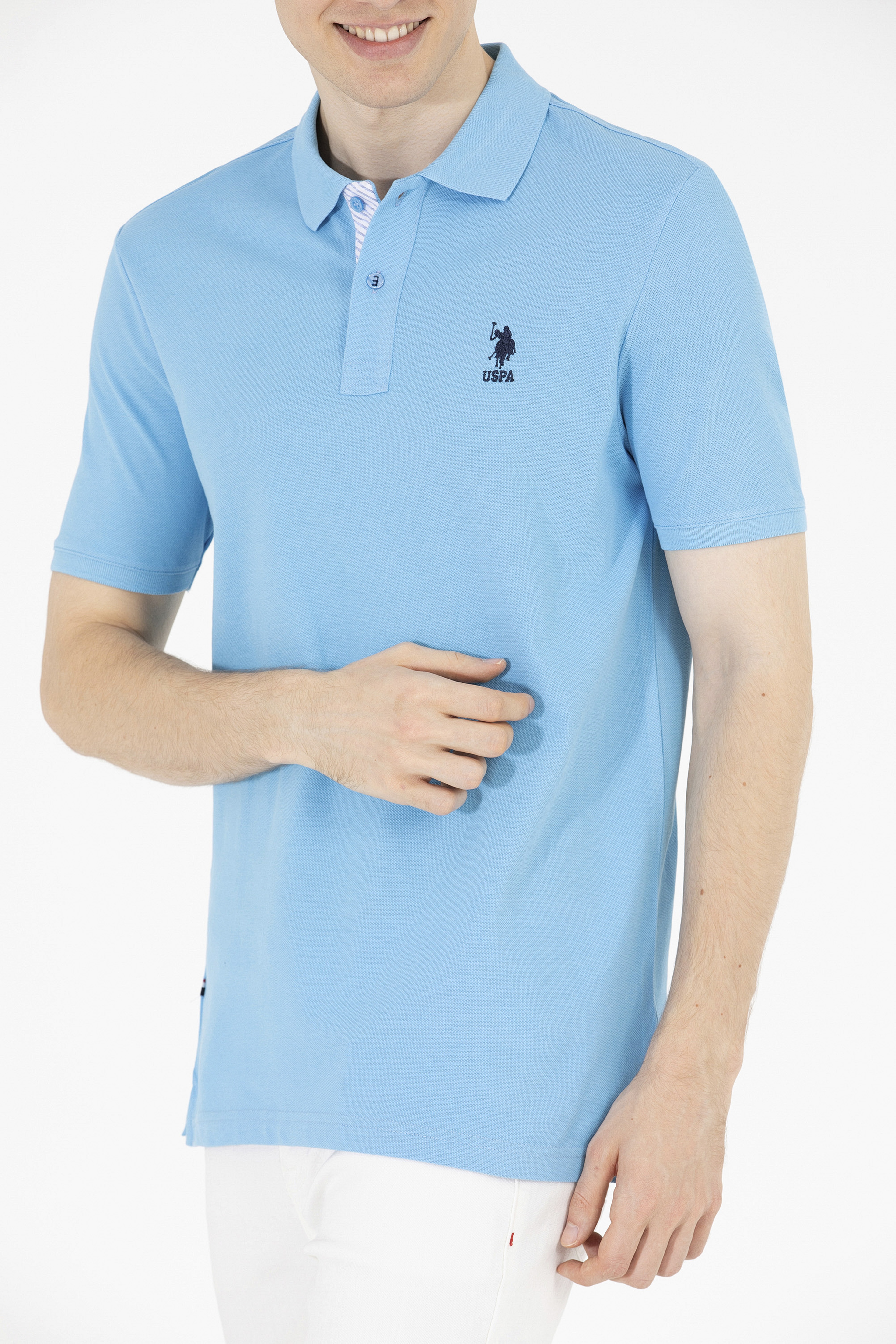Erkek Turkuaz Basic Polo Yaka Tişört