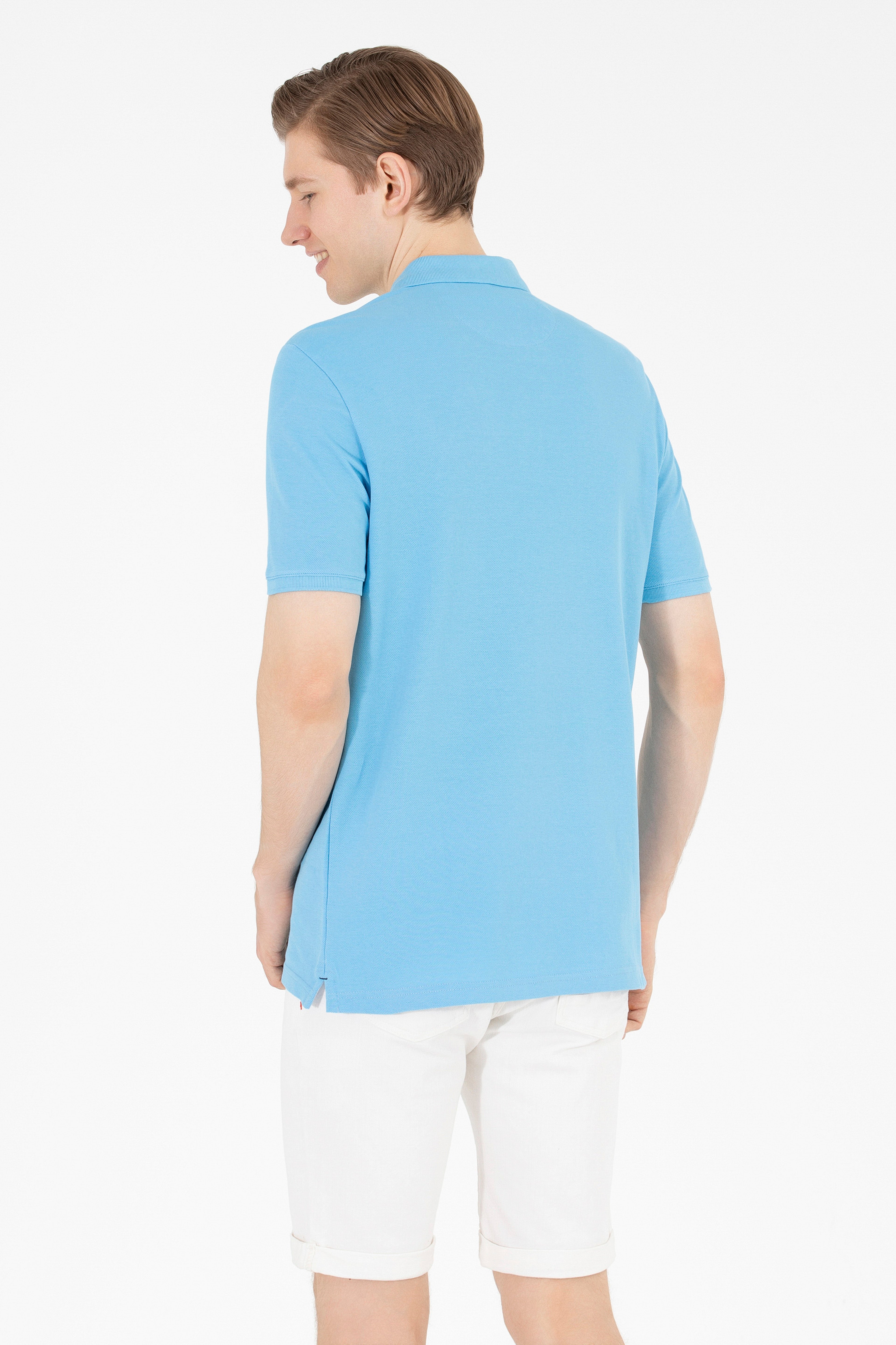 Erkek Turkuaz Basic Polo Yaka Tişört