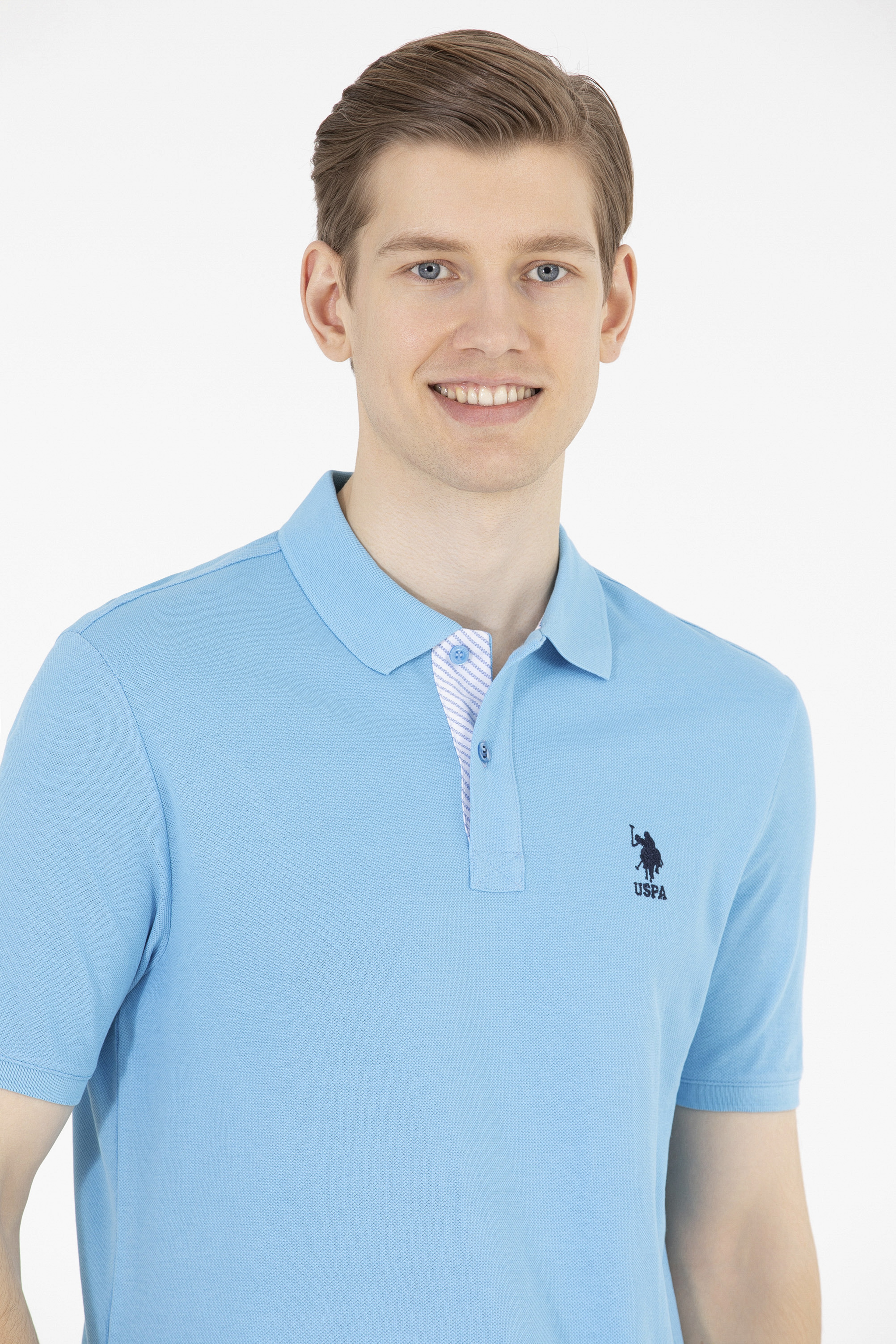 Erkek Turkuaz Basic Polo Yaka Tişört - Image 2