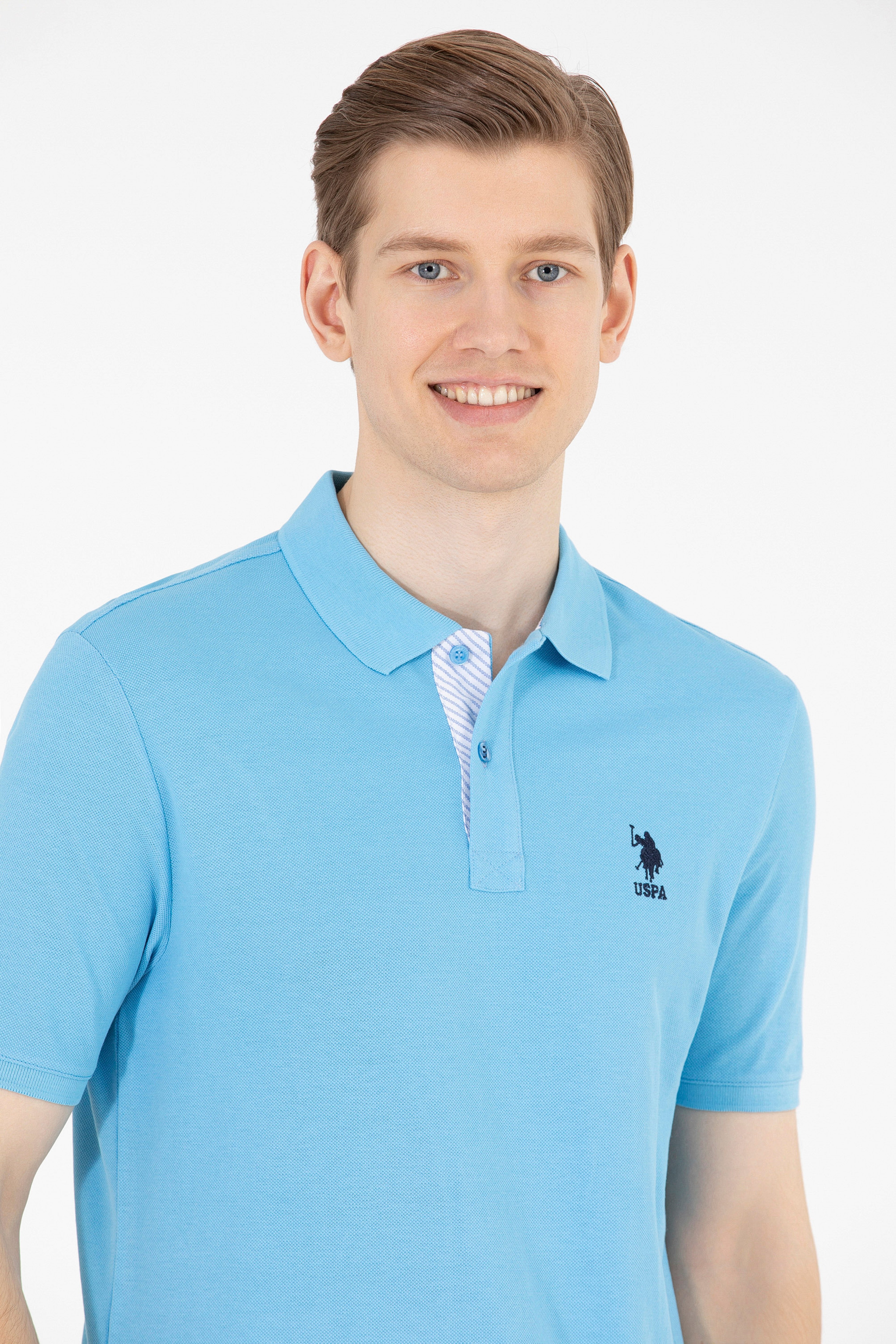 Erkek Turkuaz Basic Polo Yaka Tişört