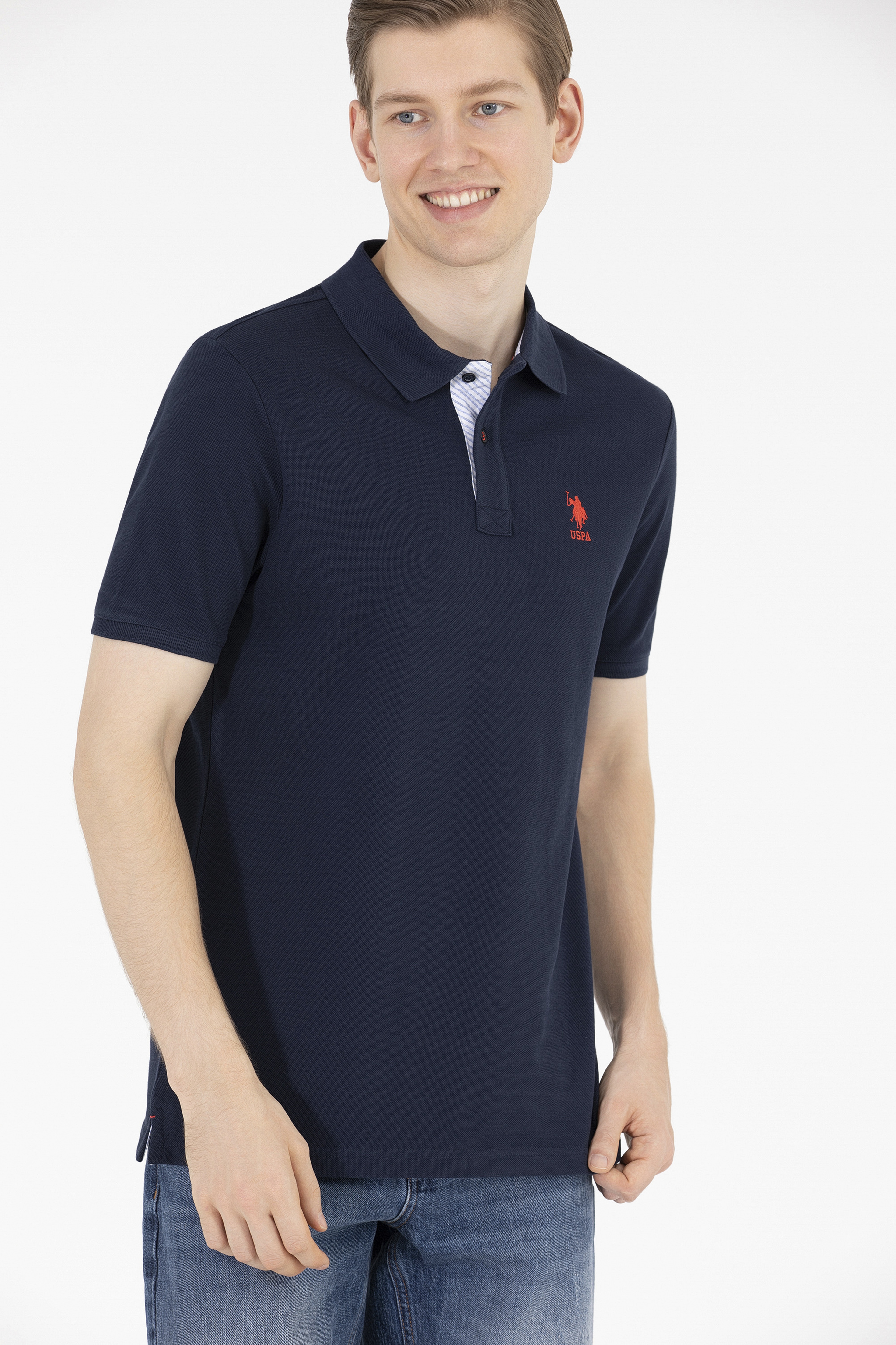 Erkek Koyu Lacivert Basic Polo Yaka Tişört