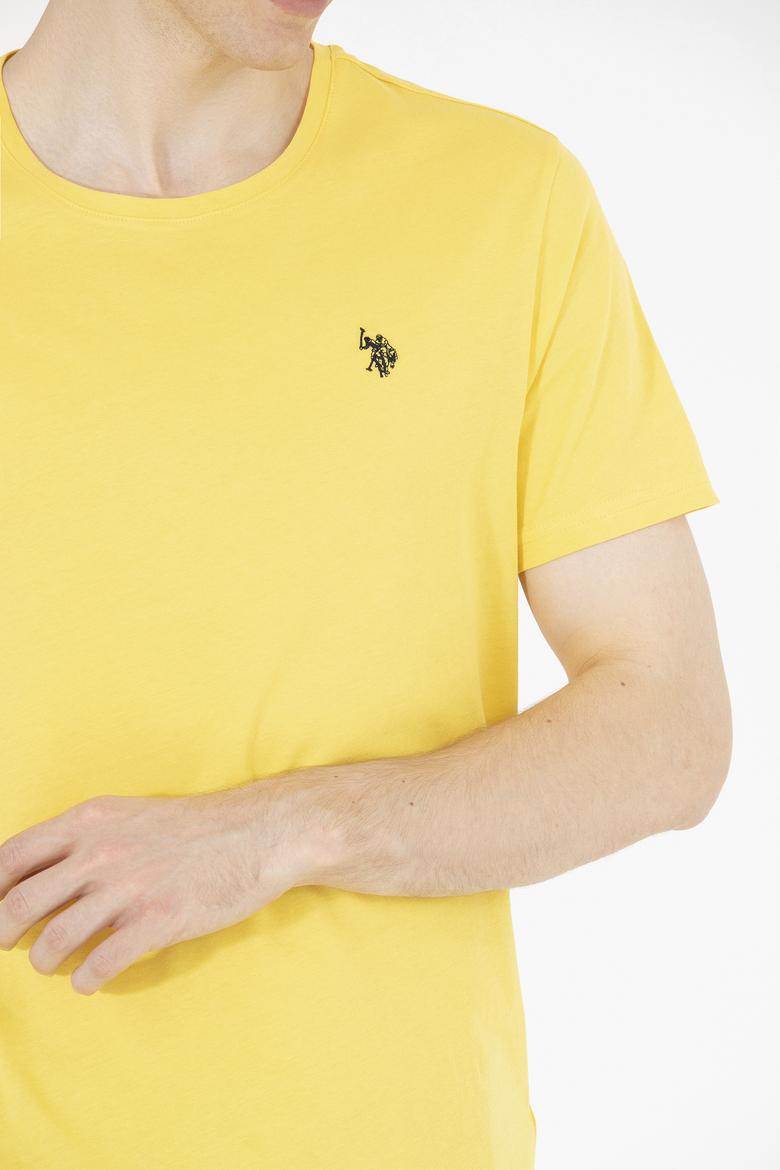Erkek Koyu Sarı Basic Bisiklet Yaka Tişört - 50262974037