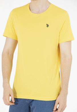 Erkek Koyu Sarı Basic Bisiklet Yaka Tişört - 50262974037