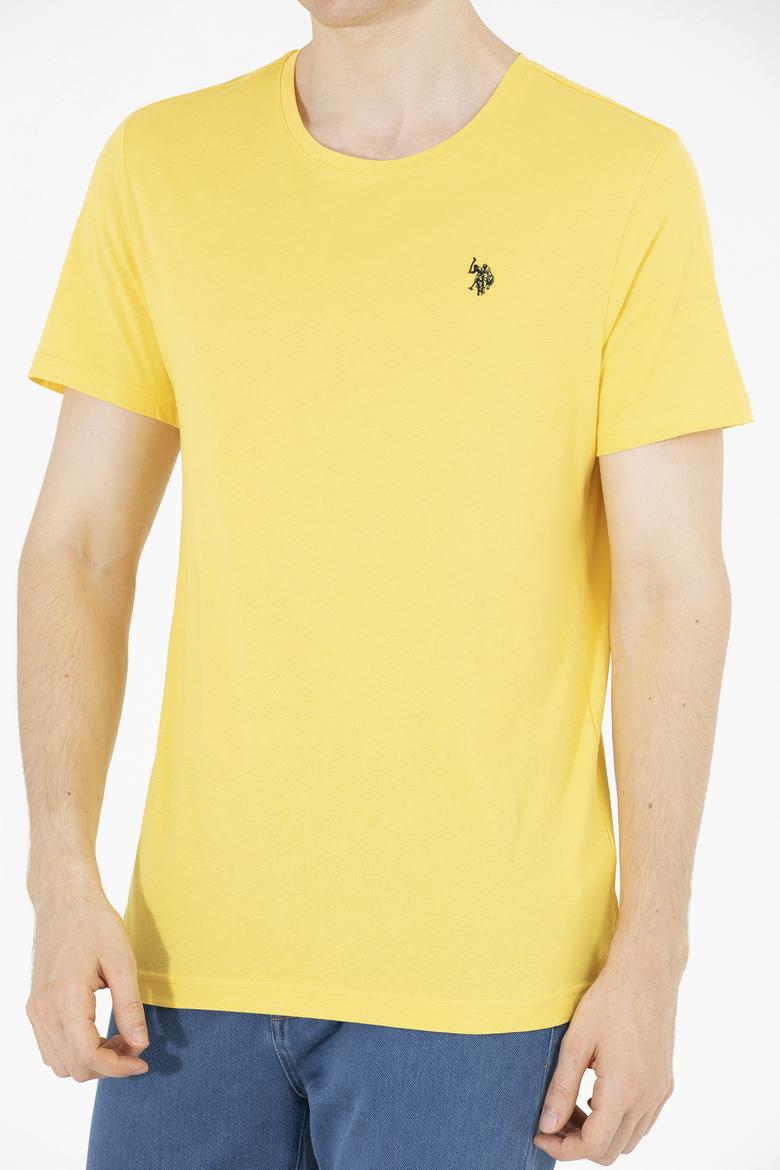 Erkek Koyu Sarı Basic Bisiklet Yaka Tişört - 50262974037