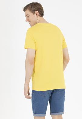 Erkek Koyu Sarı Basic Bisiklet Yaka Tişört - 50262974037
