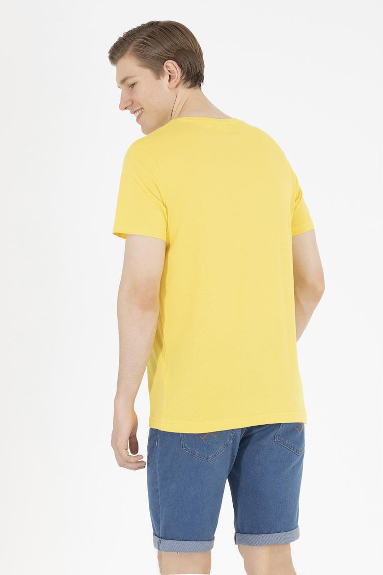 Erkek Koyu Sarı Basic Bisiklet Yaka Tişört - 50262974037