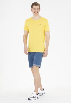 Erkek Koyu Sarı Basic Bisiklet Yaka Tişört - 50262974037