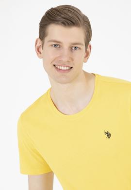 Erkek Koyu Sarı Basic Bisiklet Yaka Tişört - 50262974037