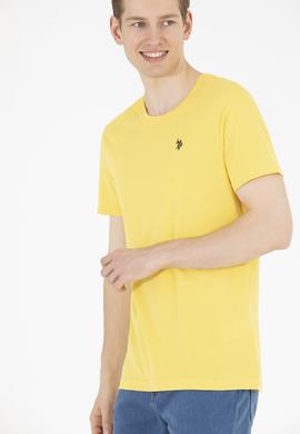 Erkek Koyu Sarı Basic Bisiklet Yaka Tişört - 50262974037