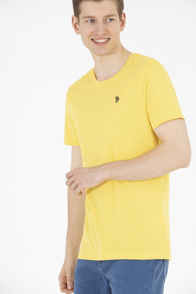 Erkek Koyu Sarı Basic Bisiklet Yaka Tişört - 50262974037
