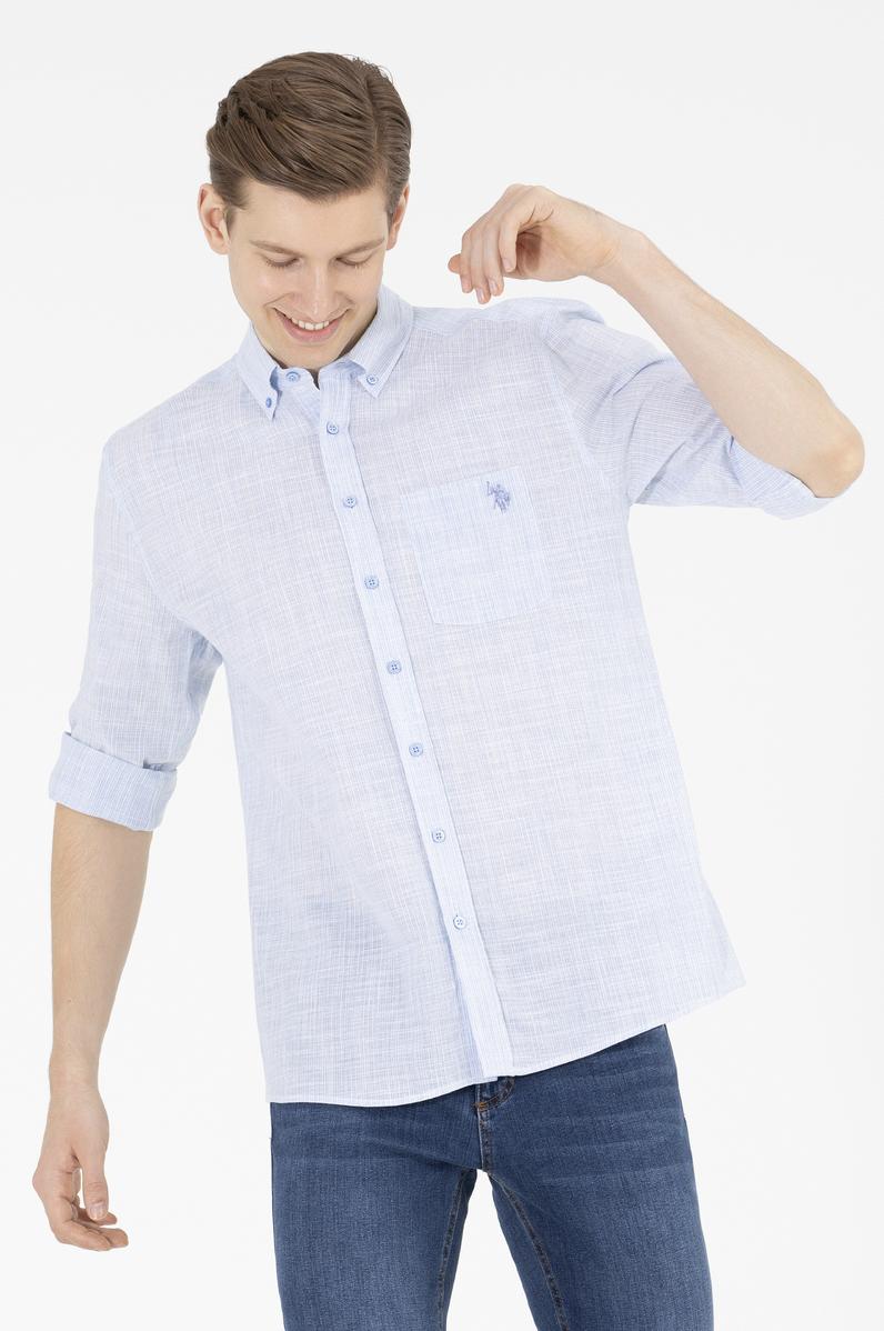 Erkek Mavi Uzun Kollu Gömlek