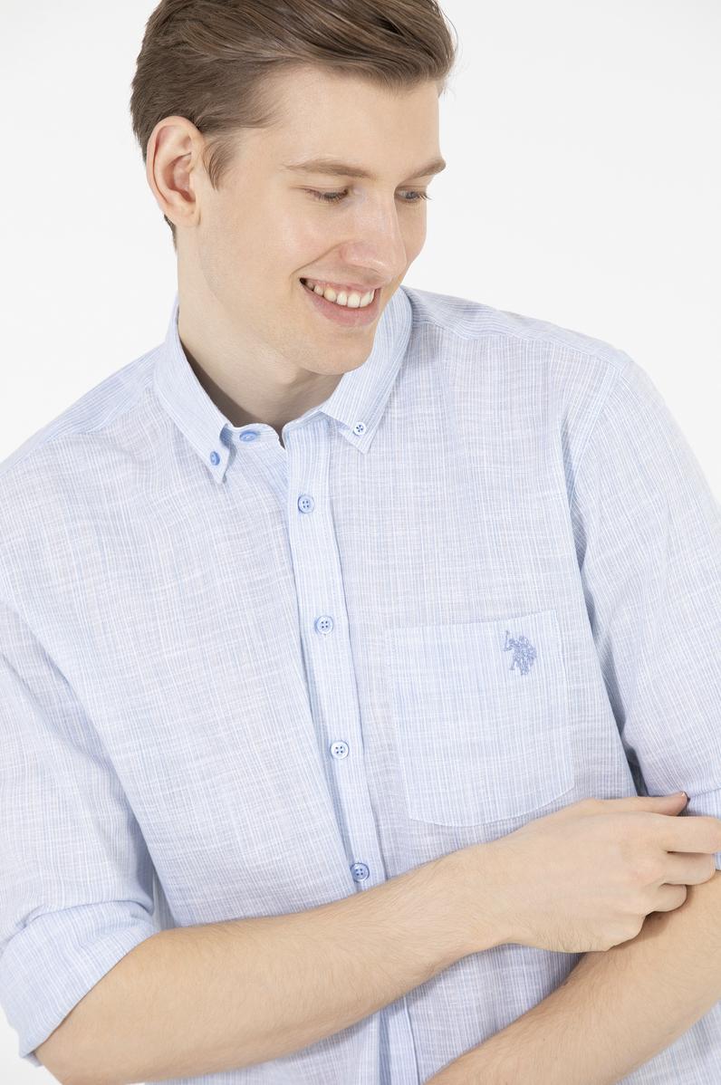 Erkek Mavi Uzun Kollu Gömlek