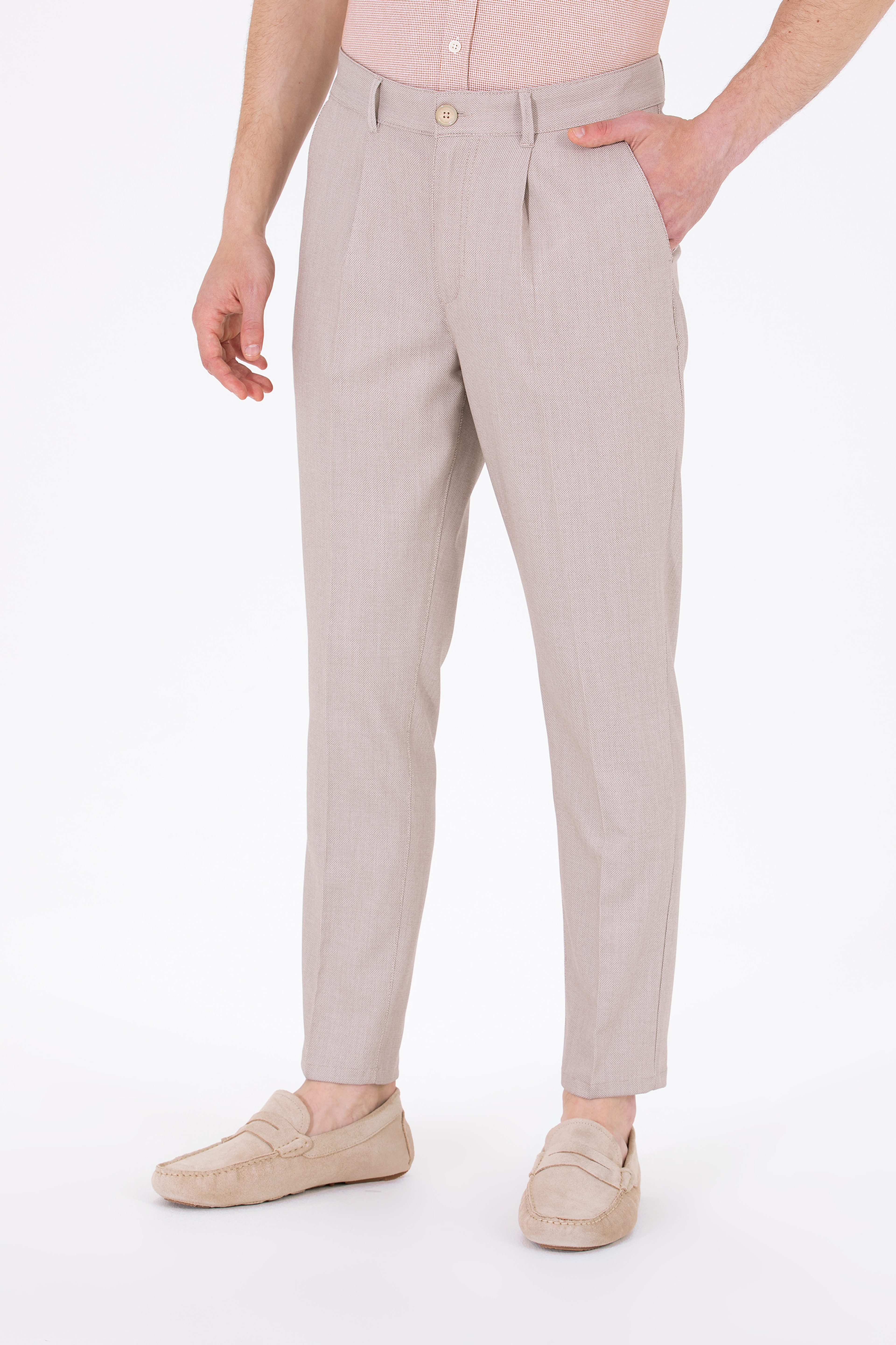 Erkek Carrot Fit Camel Kanvas Pantolon - Image 2